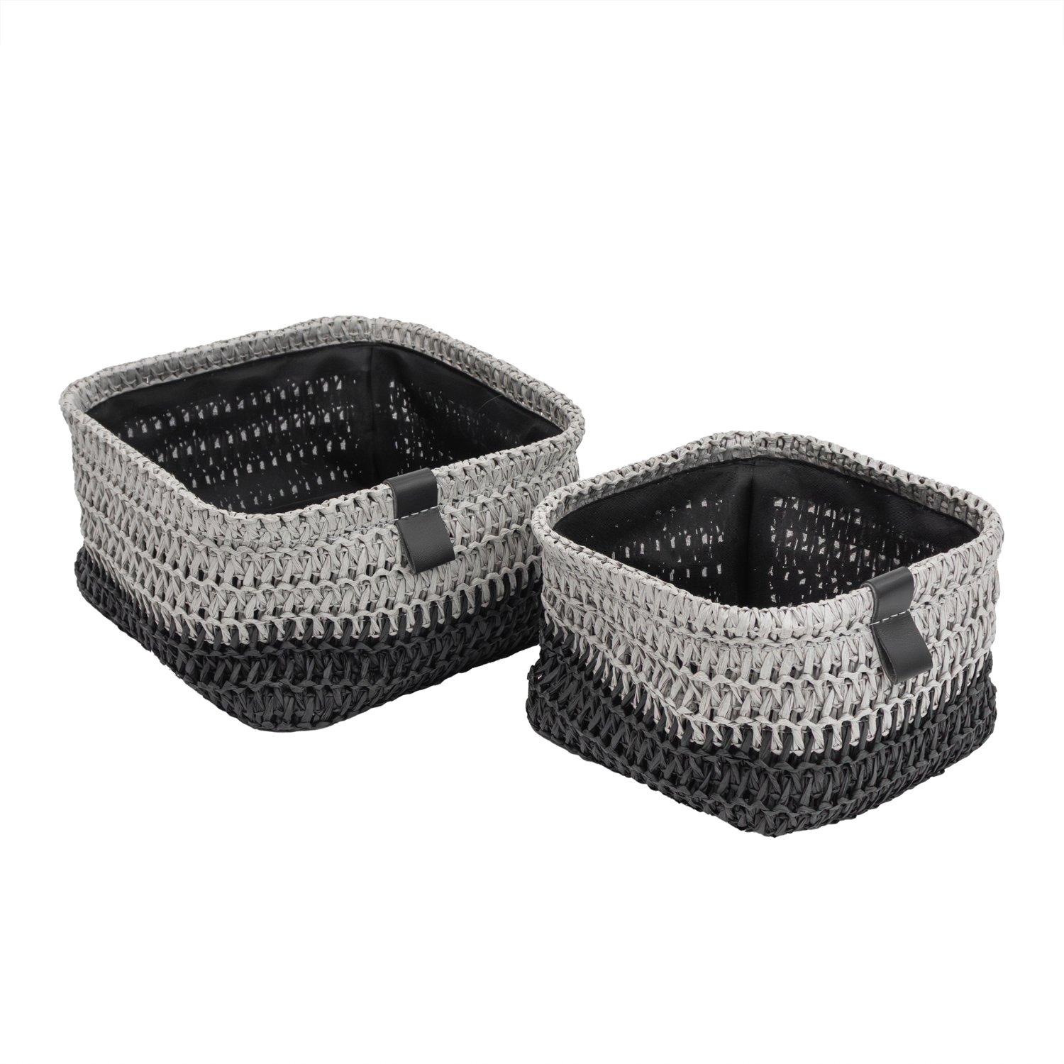 Grey - JVL - Kenzi Set of 2 Square Storage Baskets - 1