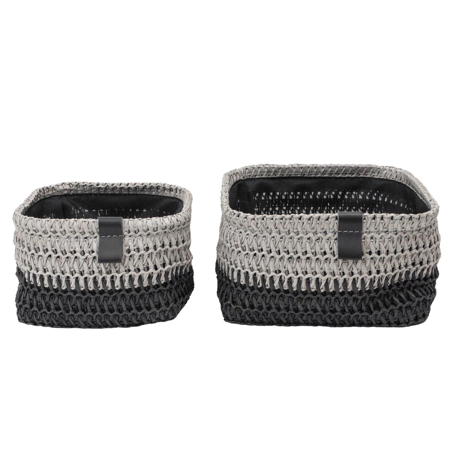 Grey - JVL - Kenzi Set of 2 Square Storage Baskets - 3