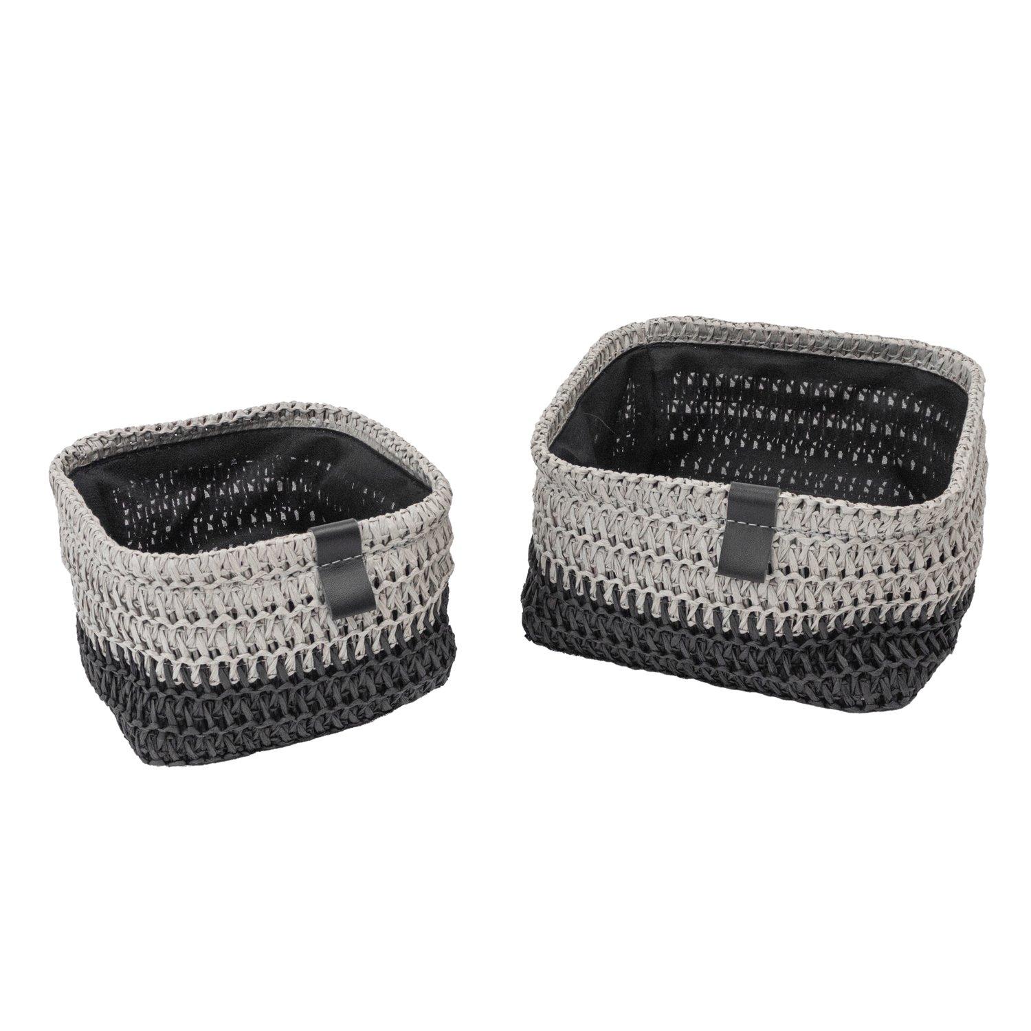 Grey - JVL - Kenzi Set of 2 Square Storage Baskets - 5