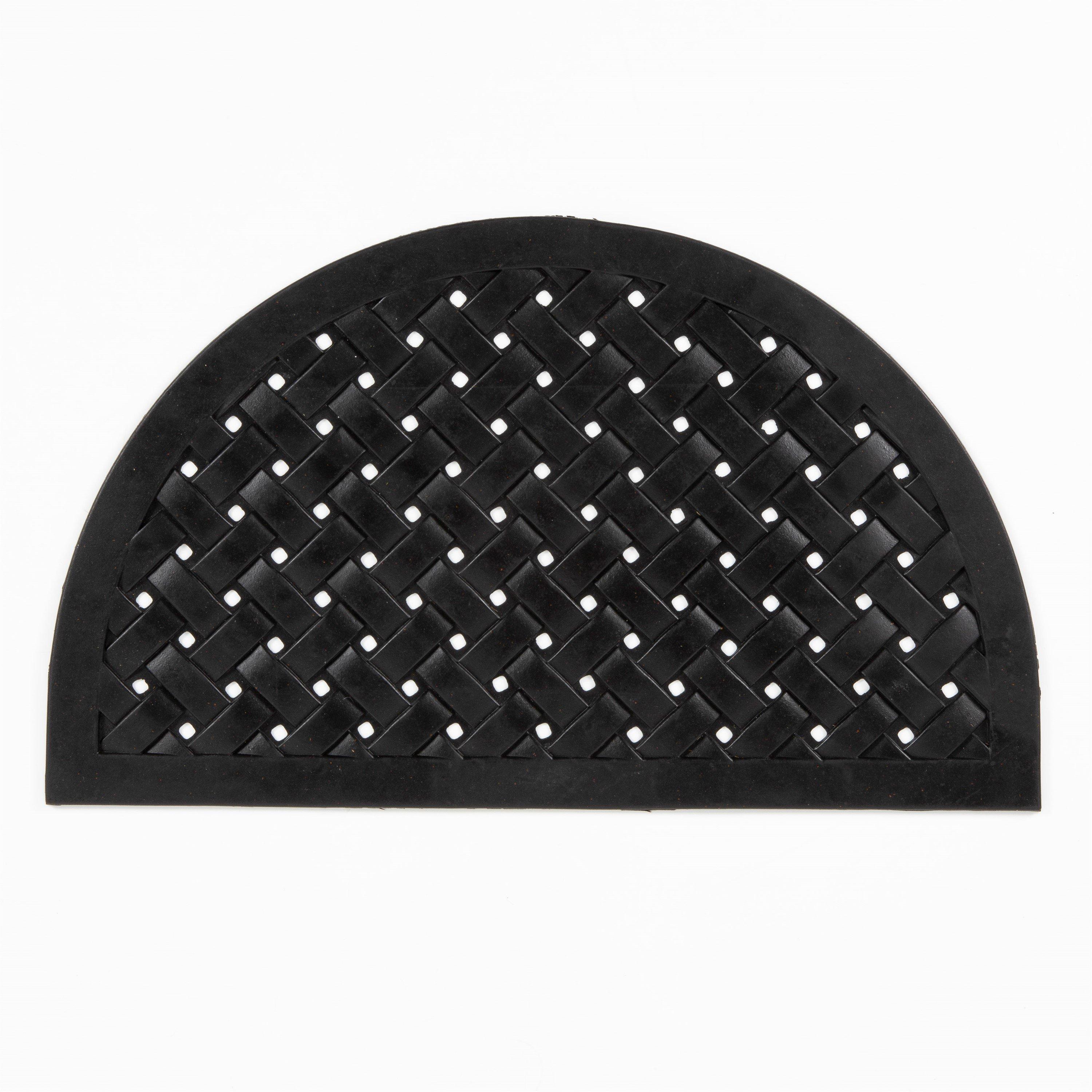 Black - Arthouse - Reddish Half Moon Rubber Lattice 45x75cm Doormat - 1