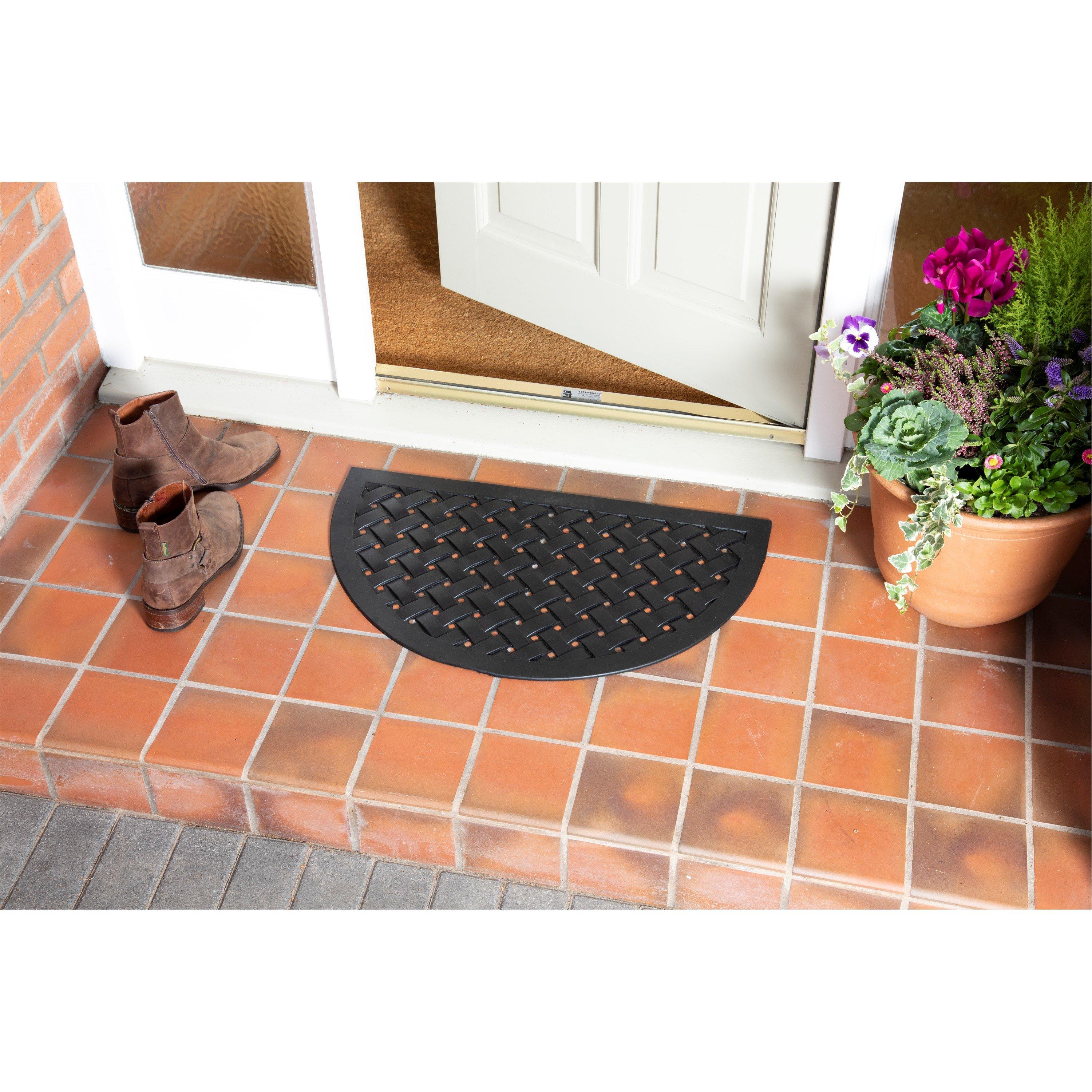 Black - Arthouse - Reddish Half Moon Rubber Lattice 45x75cm Doormat - 3