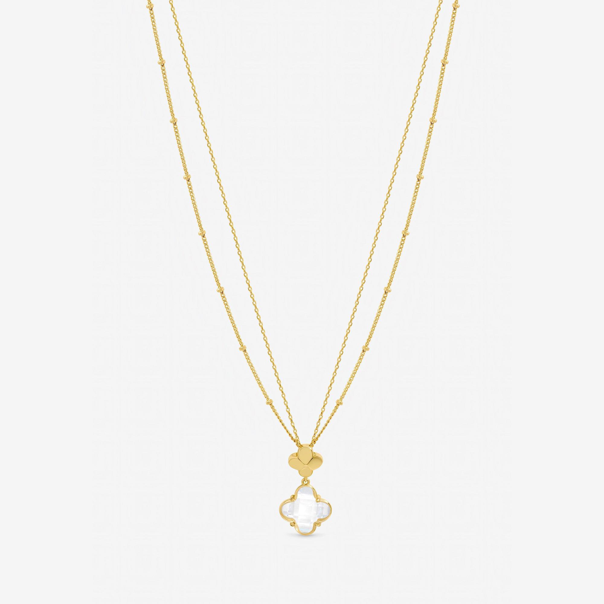 Silver - Jon Richard - Gold Polished and Crystal Clover Pendant - 1