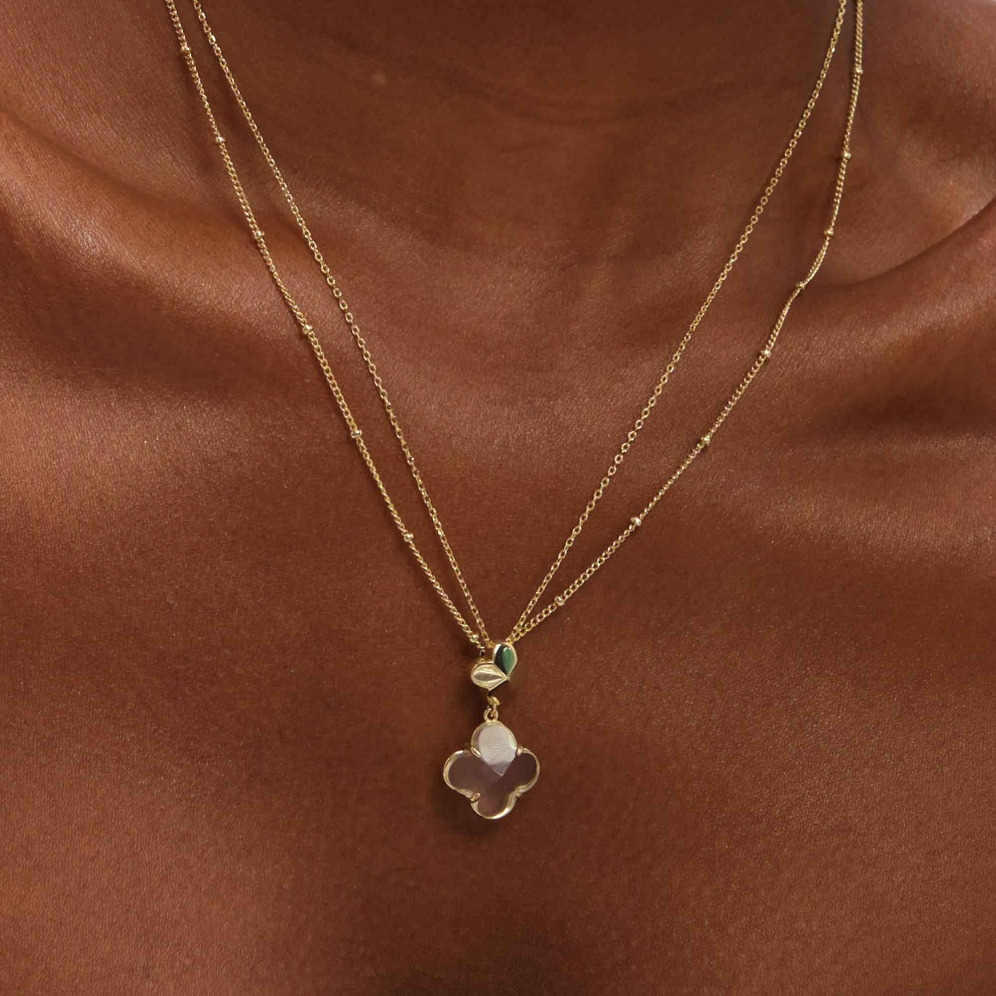 Silver - Jon Richard - Gold Polished and Crystal Clover Pendant - 2