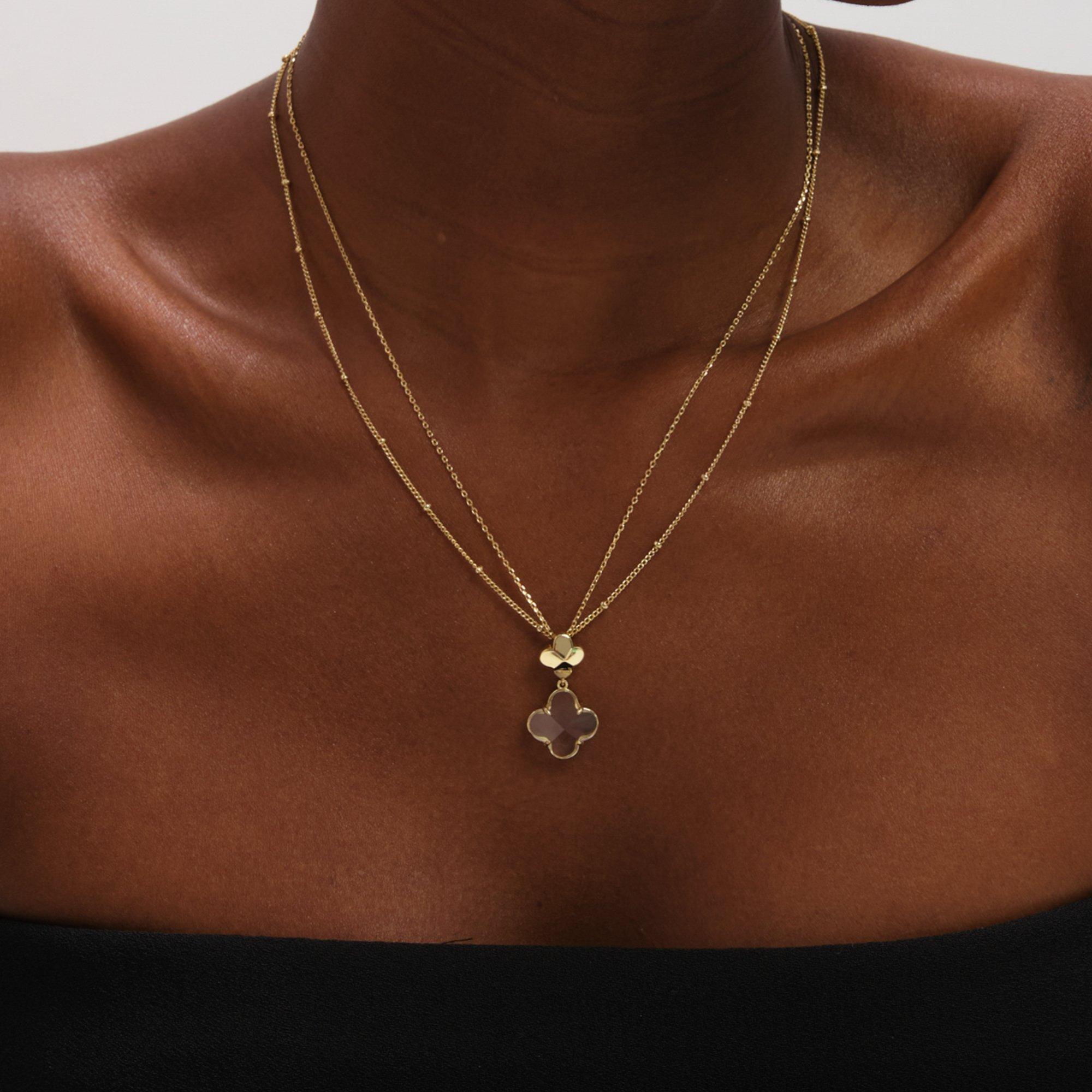 Silver - Jon Richard - Gold Polished and Crystal Clover Pendant - 3