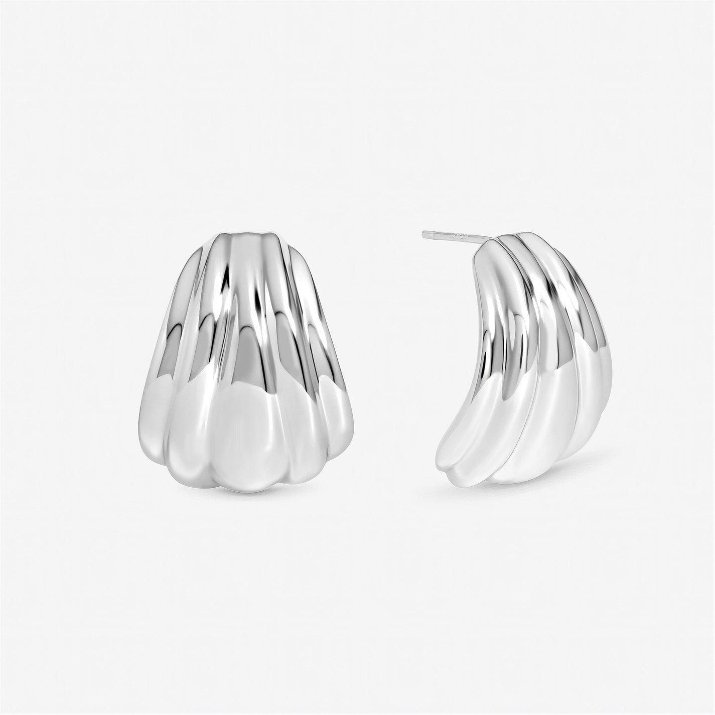 Silver - Inicio - Sterling Silver Large Ridged Studs - Gift Pouch