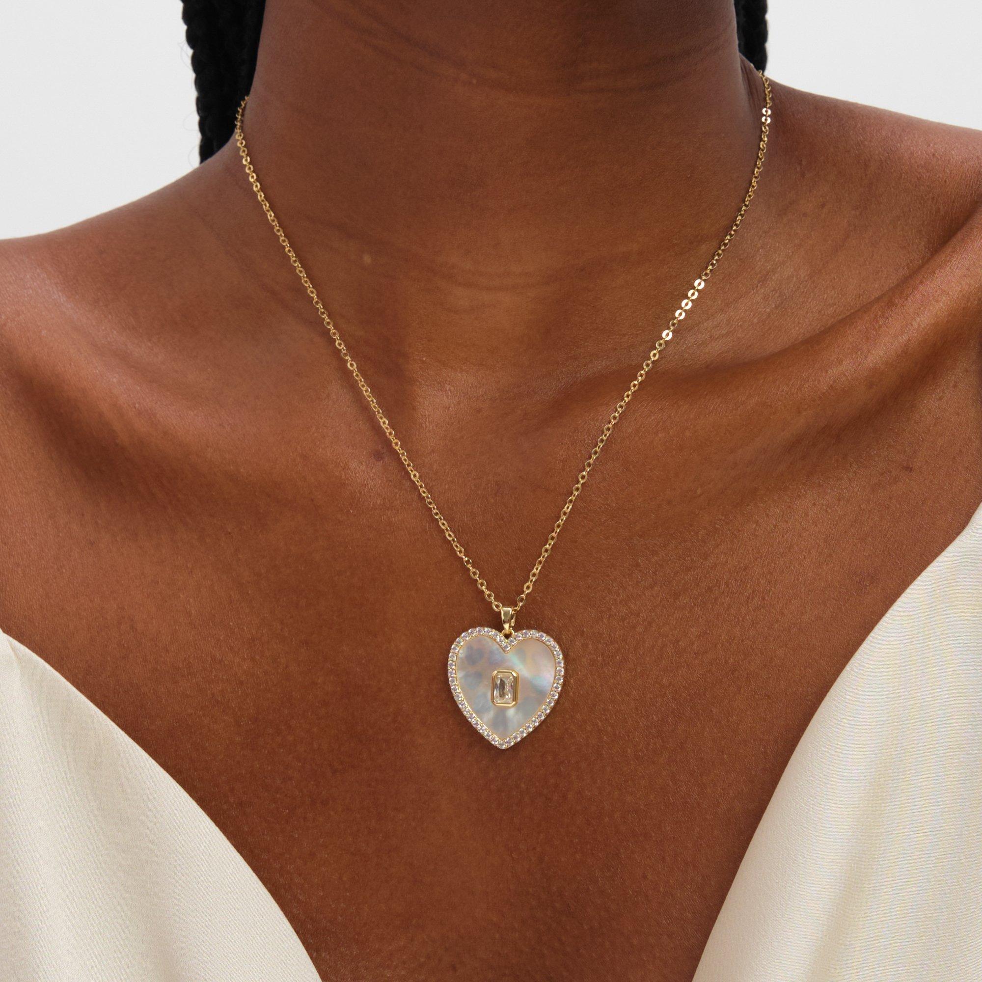 Silver - Jon Richard - Gold Plated and Mother of Pearl Heart Pendant - 2