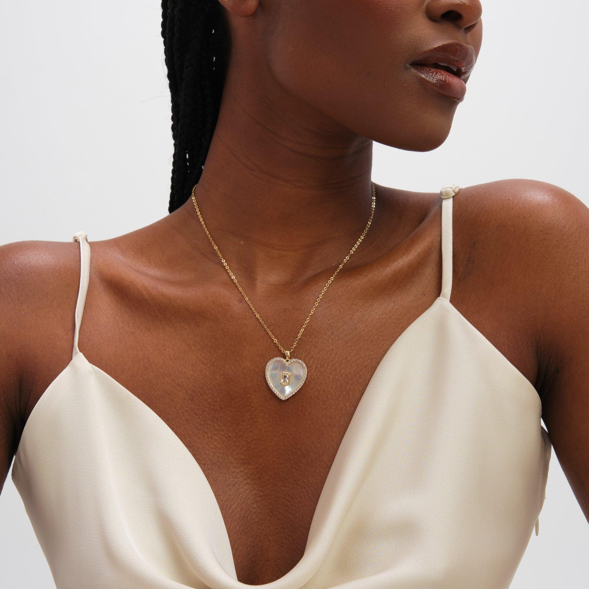 Silver - Jon Richard - Gold Plated and Mother of Pearl Heart Pendant - 3