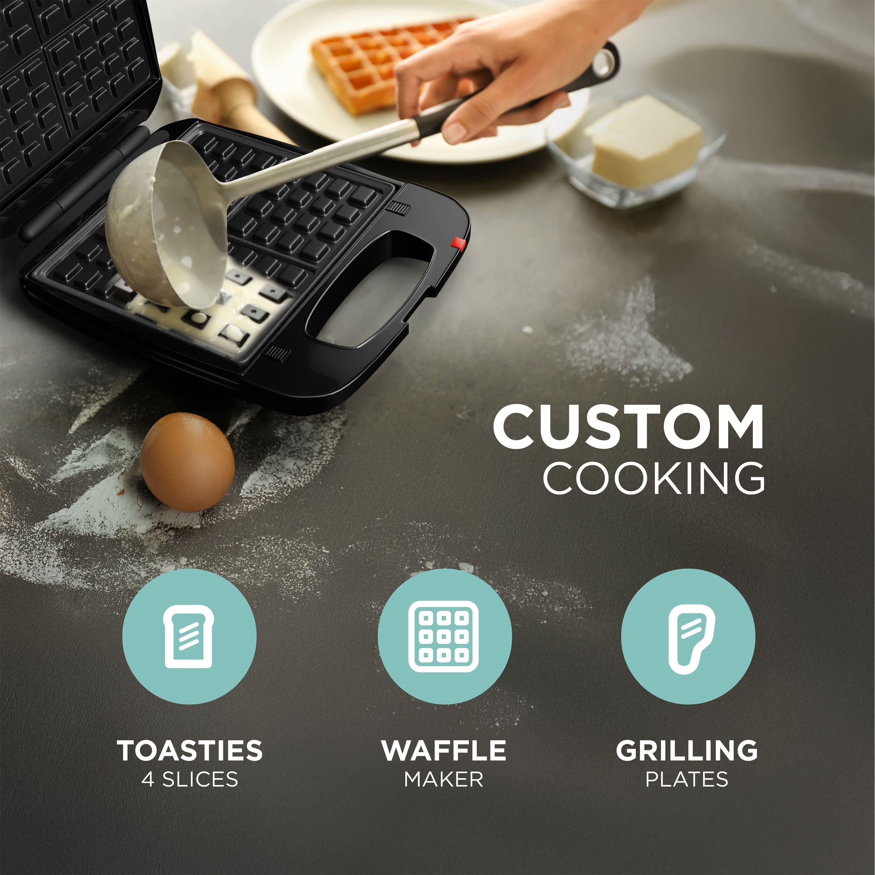 Black - DMD Collective - 4 Slice Toastie Maker With Waffles & Grill Plates - 6