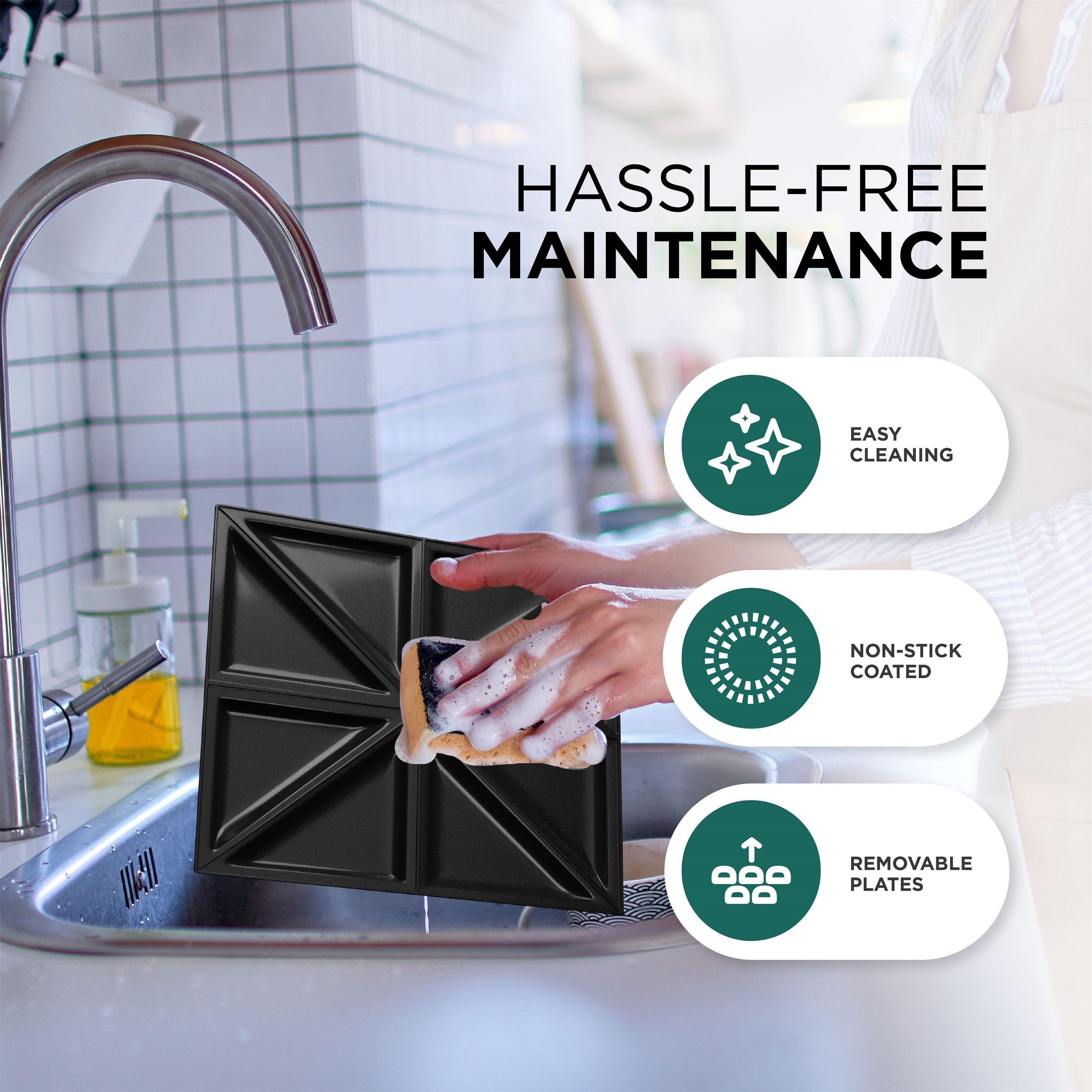 Black - DMD Collective - 4 Slice Toastie Maker With Waffles & Grill Plates - 7