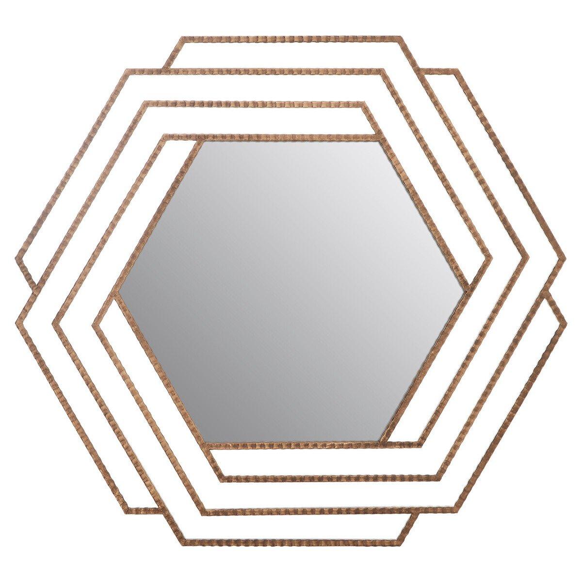 Interiors By Premier  Beauly Antique Hexagon Wall Mirror Gold - 102x 110x