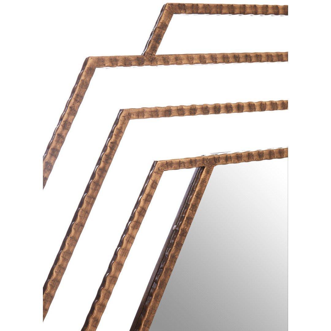 Gold - Premier Housewares - Beauly Antique Gold Hexagon Wall Mirror - 2