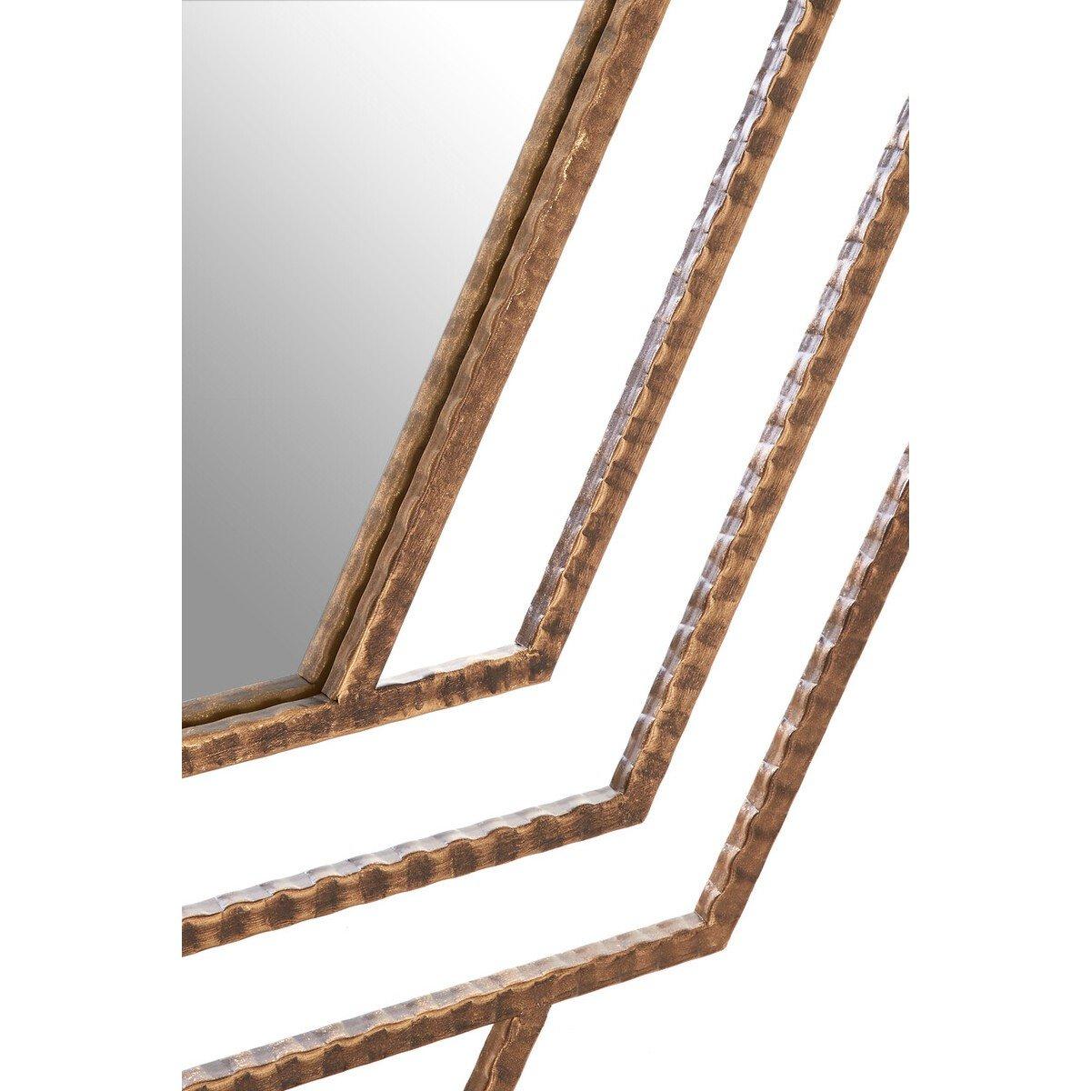 Gold - Premier Housewares - Beauly Antique Gold Hexagon Wall Mirror - 3