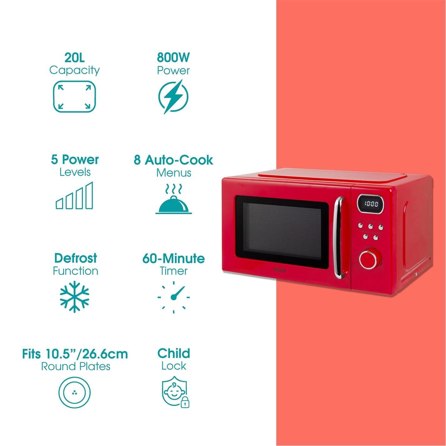 Red - Abode - AMD2004R/01 20L Digital Microwave in Red - 4