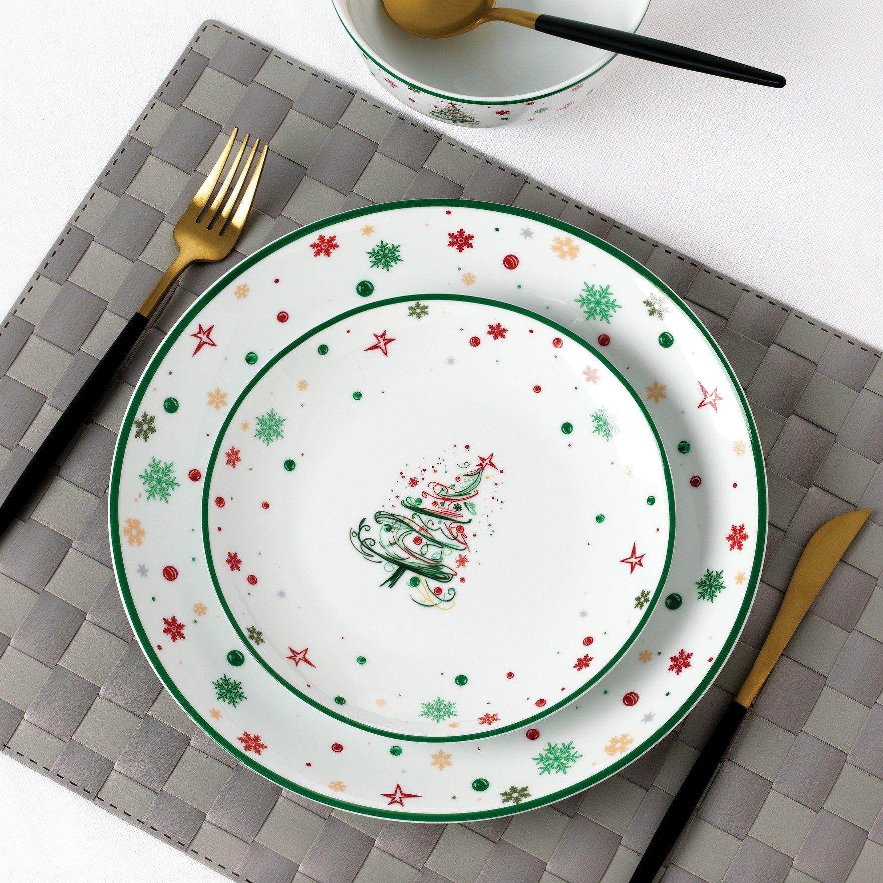 Multi - Waterside - 12pc Xmas Tree Dinner Set - 3