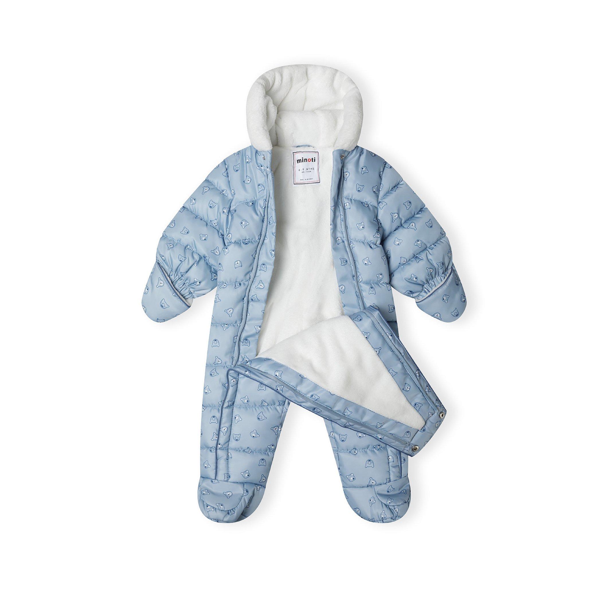 Light Blue - Minoti - Baby snowsuit with hood and mitts light blue - 3