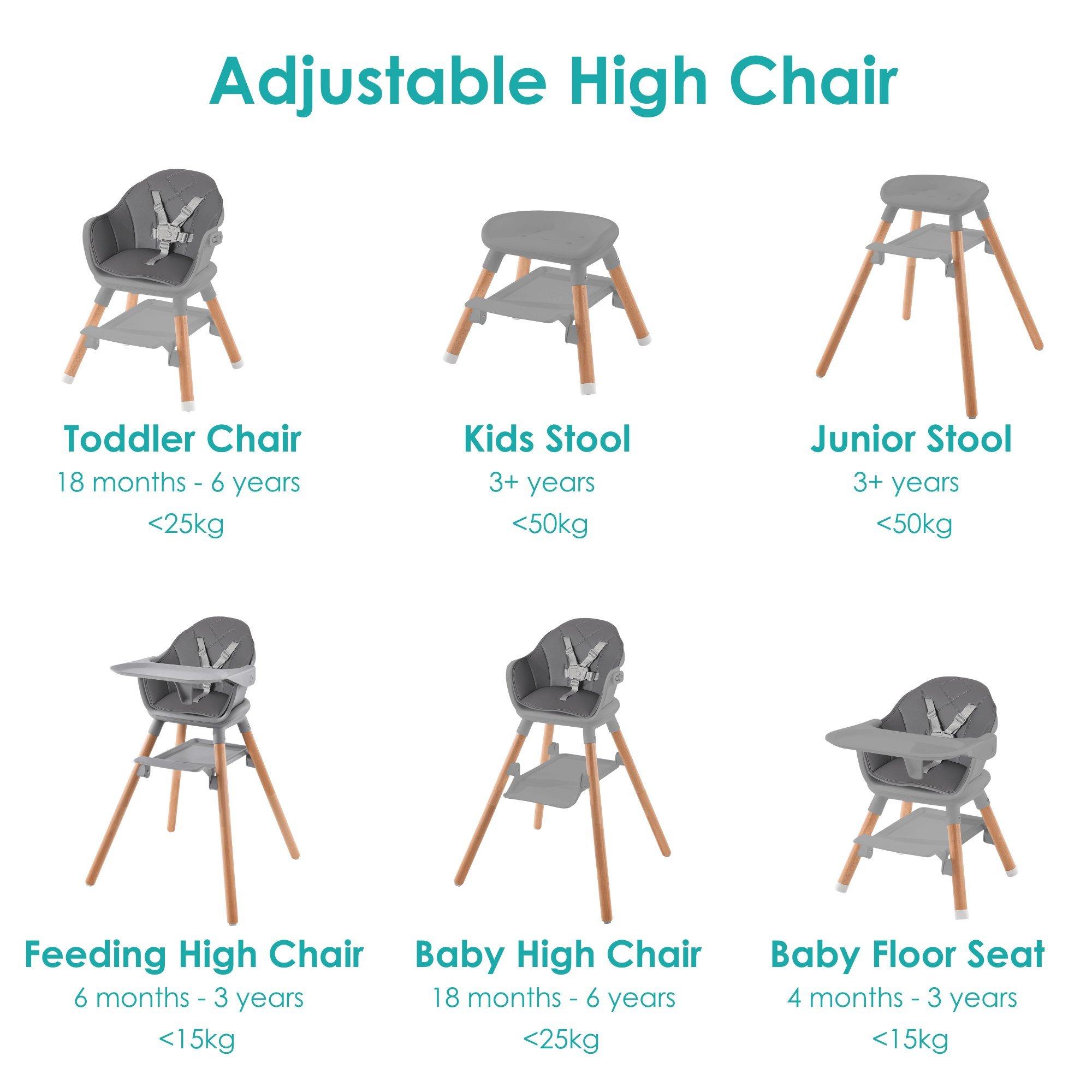 Grey - Clair De Lune - Clair de Lune 6 in 1 High Chair Grey - 2