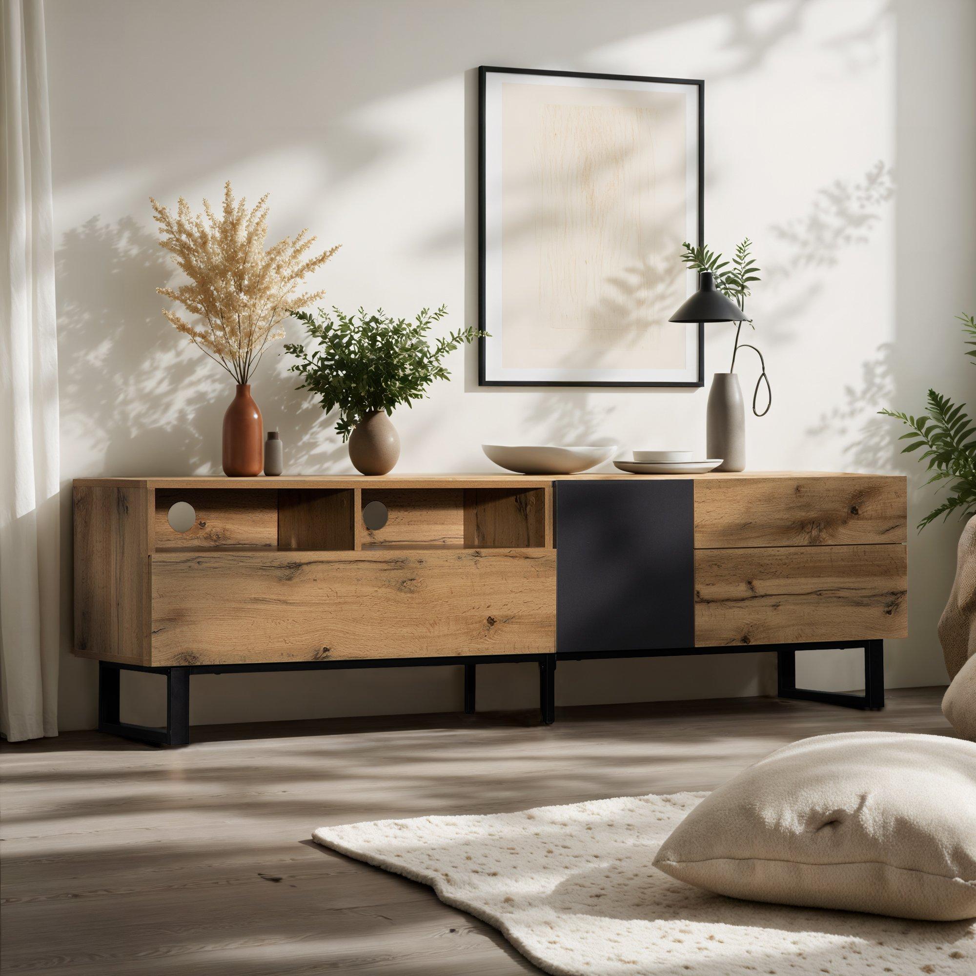 Natural - Urban Meuble - Modern TV Console + Natural Wood - 3