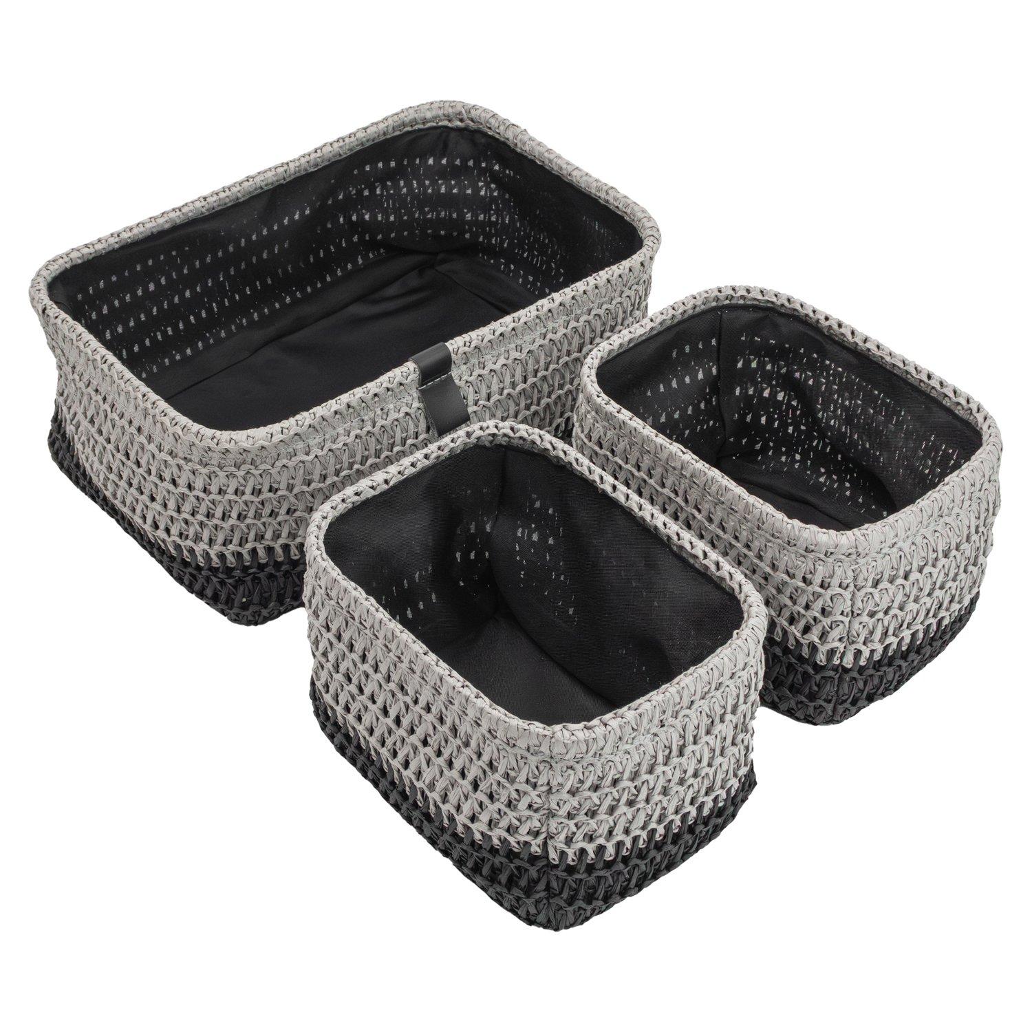 Grey - JVL - Kenzi Set of 3 Rectangular Storage Baskets - 1