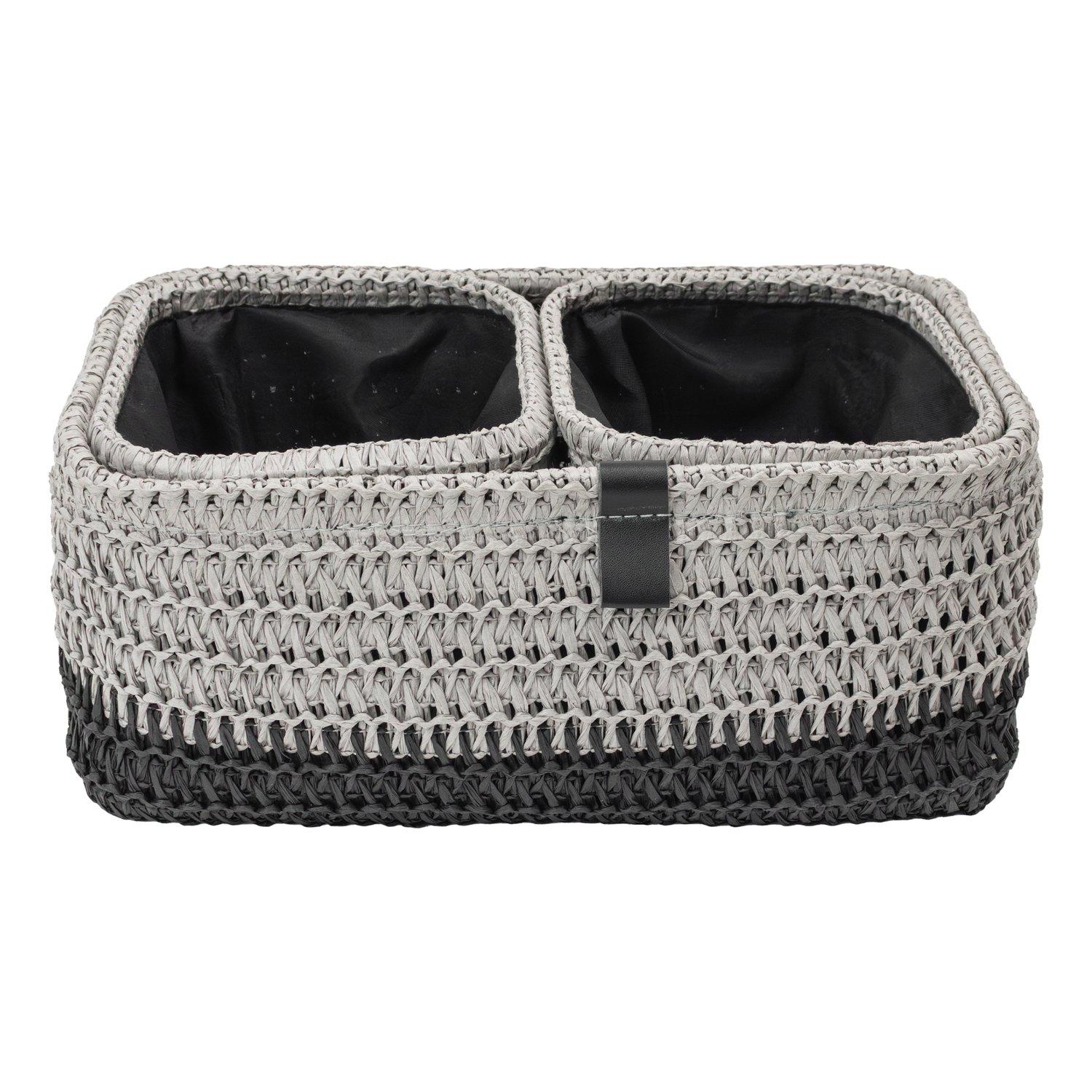 Grey - JVL - Kenzi Set of 3 Rectangular Storage Baskets - 2