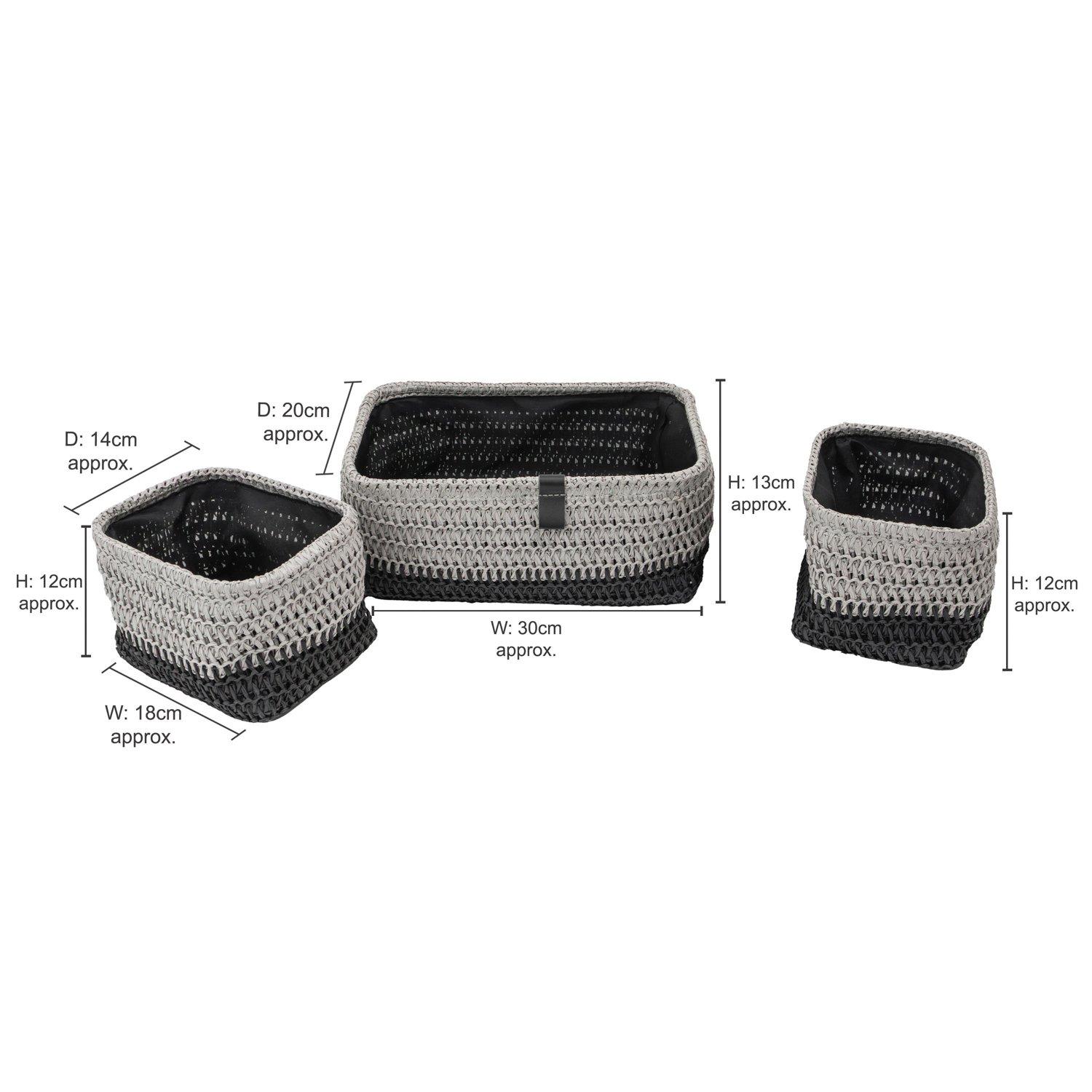 Grey - JVL - Kenzi Set of 3 Rectangular Storage Baskets - 10
