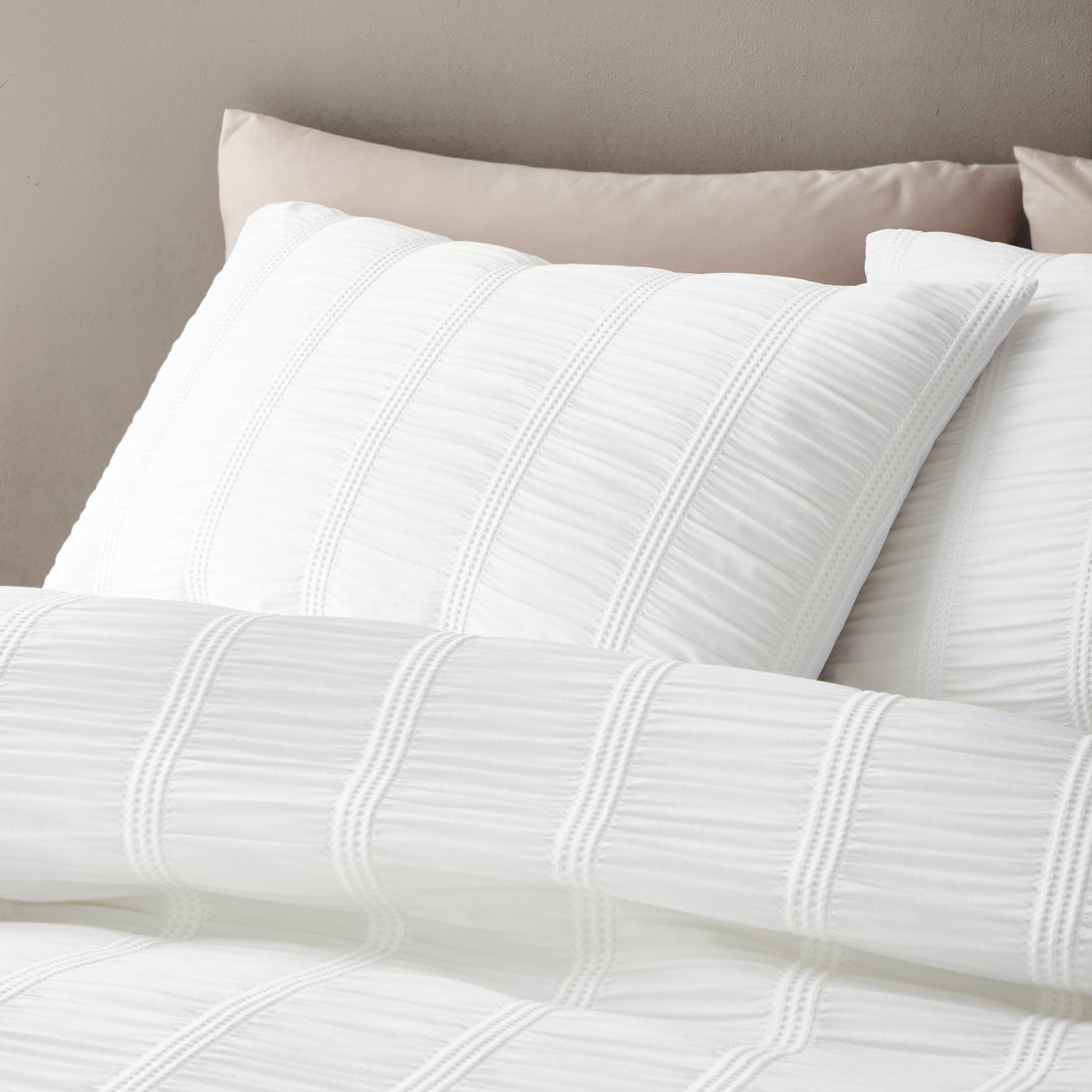 White - Pineapple Elephant - Waffle Seersucker Duvet Cover Set - 2