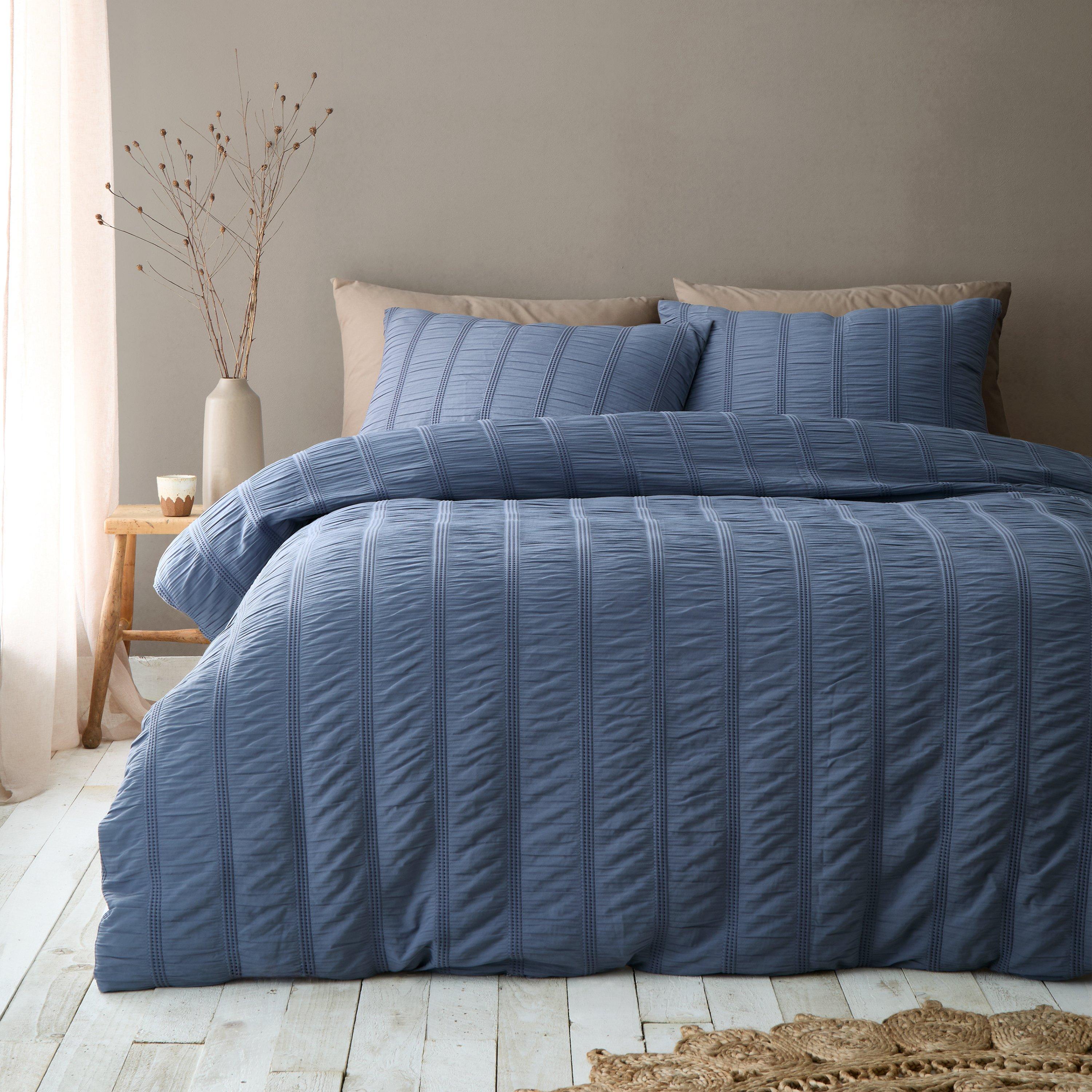 Blue - Pineapple Elephant - Waffle Seersucker Duvet Cover Set - 1