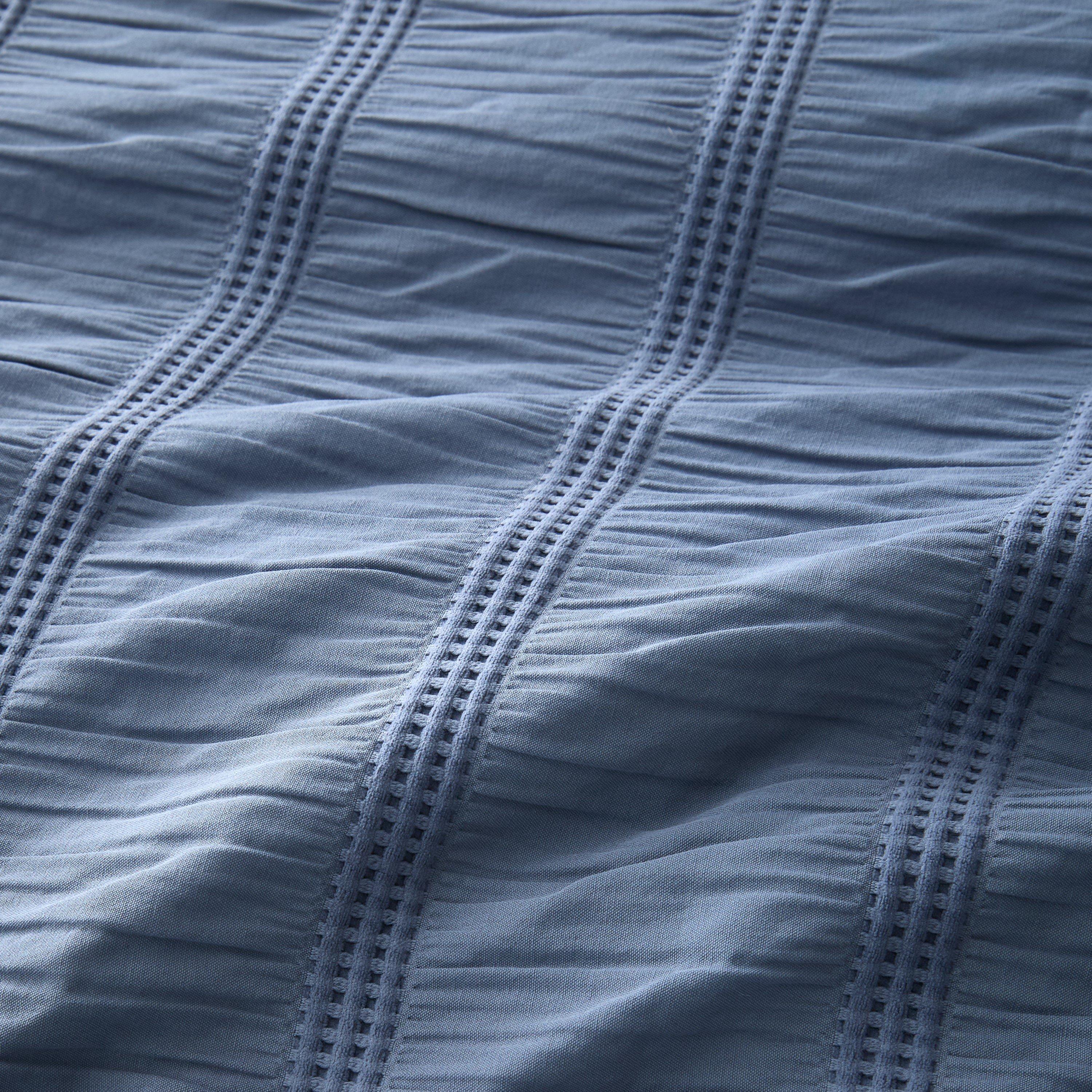 Blue - Pineapple Elephant - Waffle Seersucker Duvet Cover Set - 4