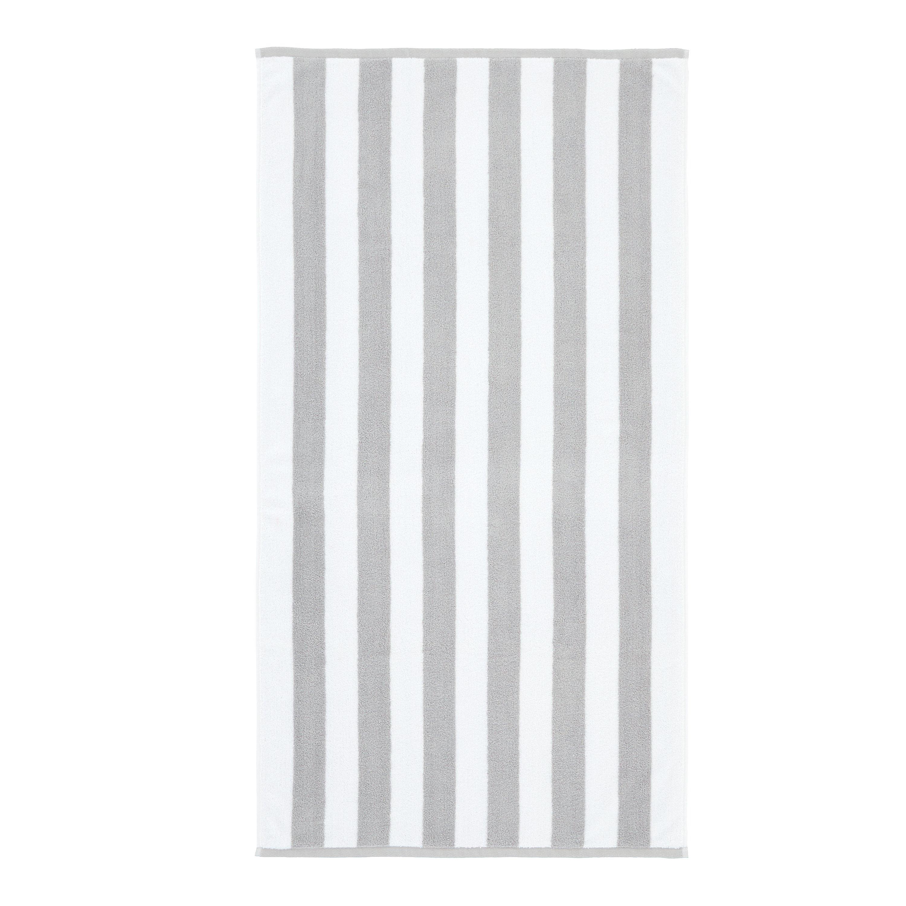 Grey - Bianca - Reversible Stripe Cotton Jacquard Bath Sheet - 5