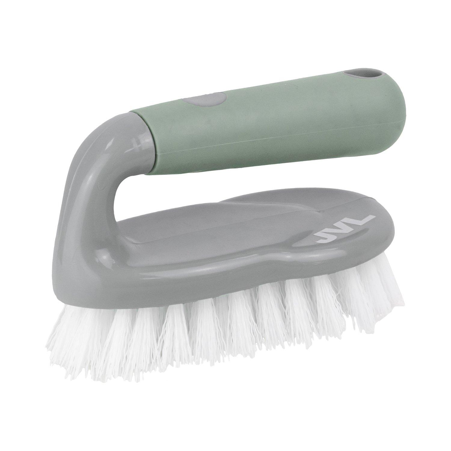 Grey - JVL - JVL Scrubbing Brush with Handle - Grey - 1