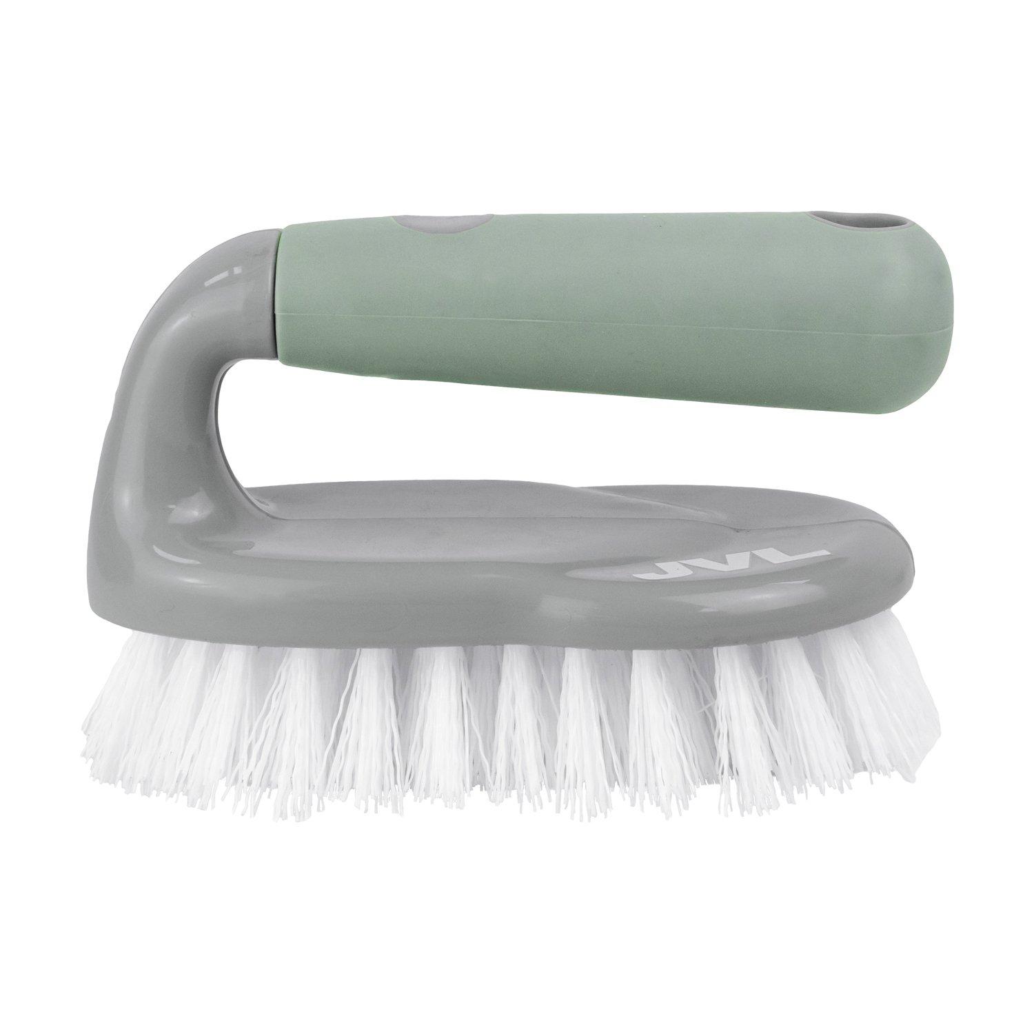 Grey - JVL - JVL Scrubbing Brush with Handle - Grey - 2