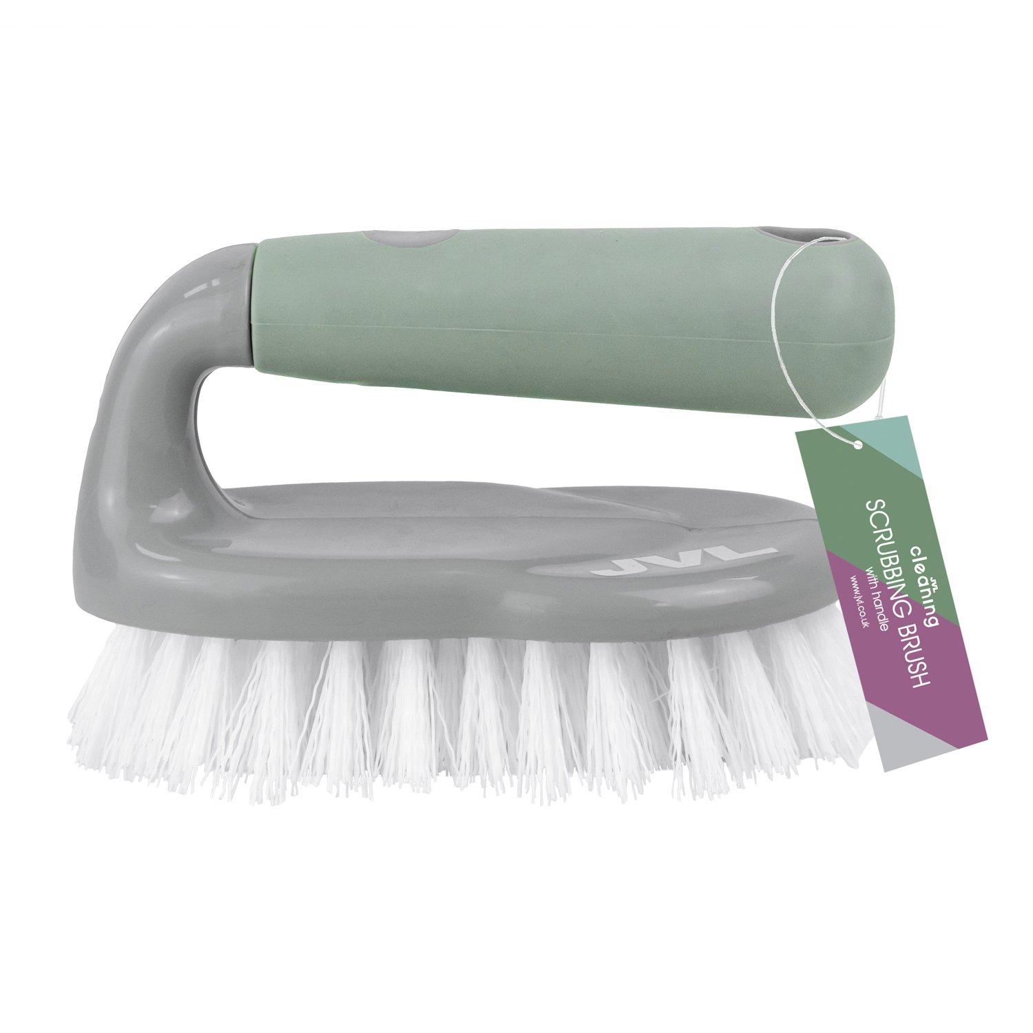 Grey - JVL - JVL Scrubbing Brush with Handle - Grey - 4