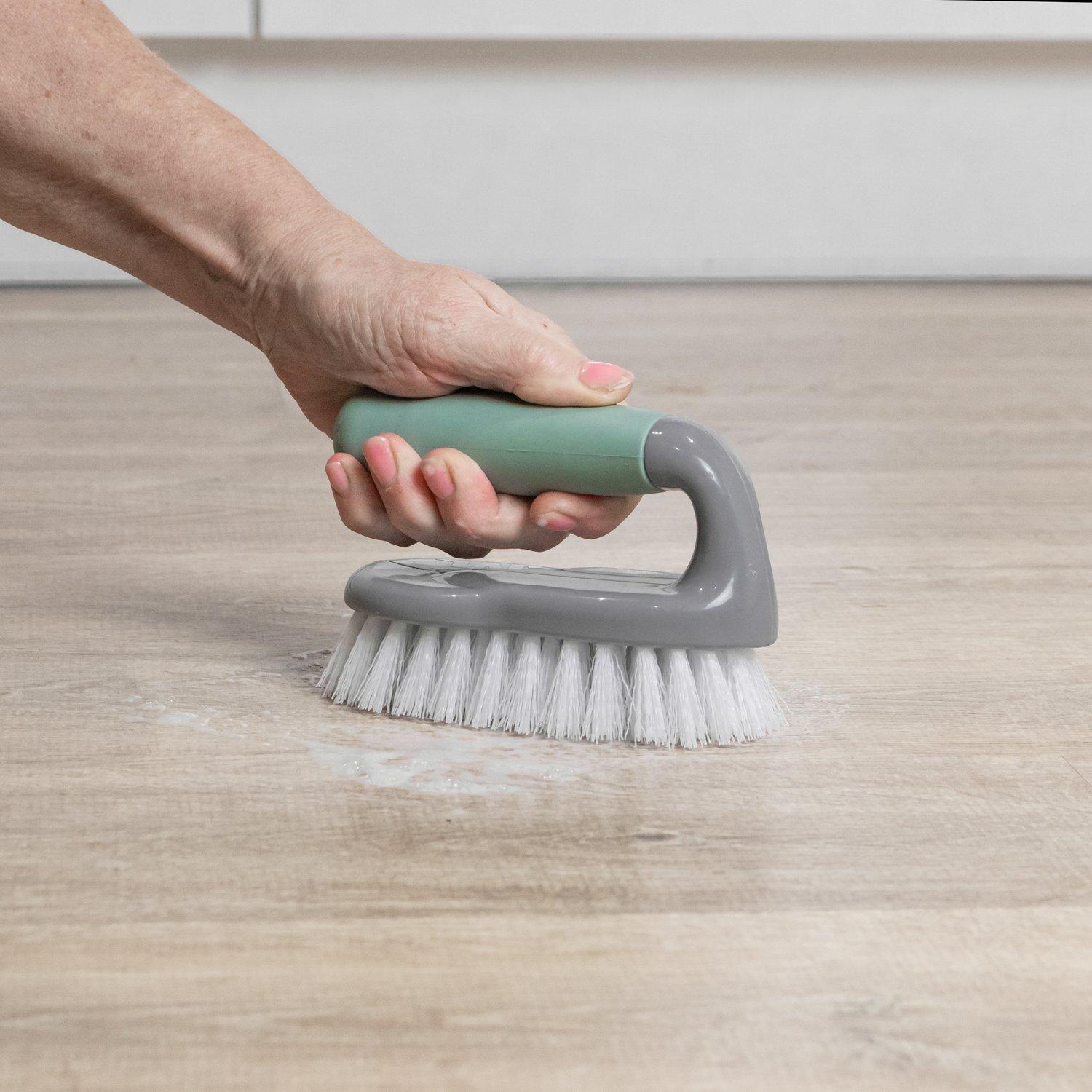 Grey - JVL - JVL Scrubbing Brush with Handle - Grey - 7