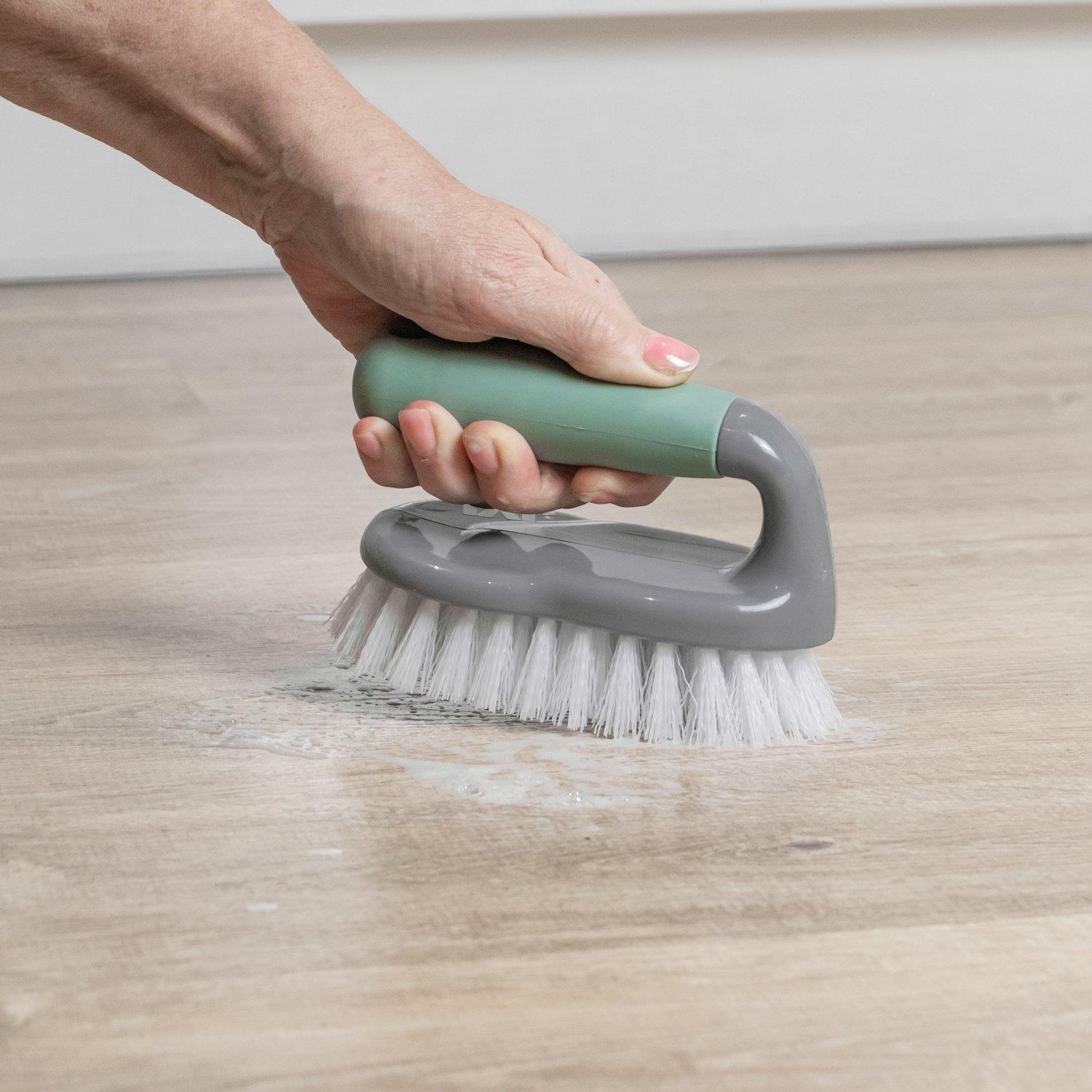 Grey - JVL - JVL Scrubbing Brush with Handle - Grey - 8