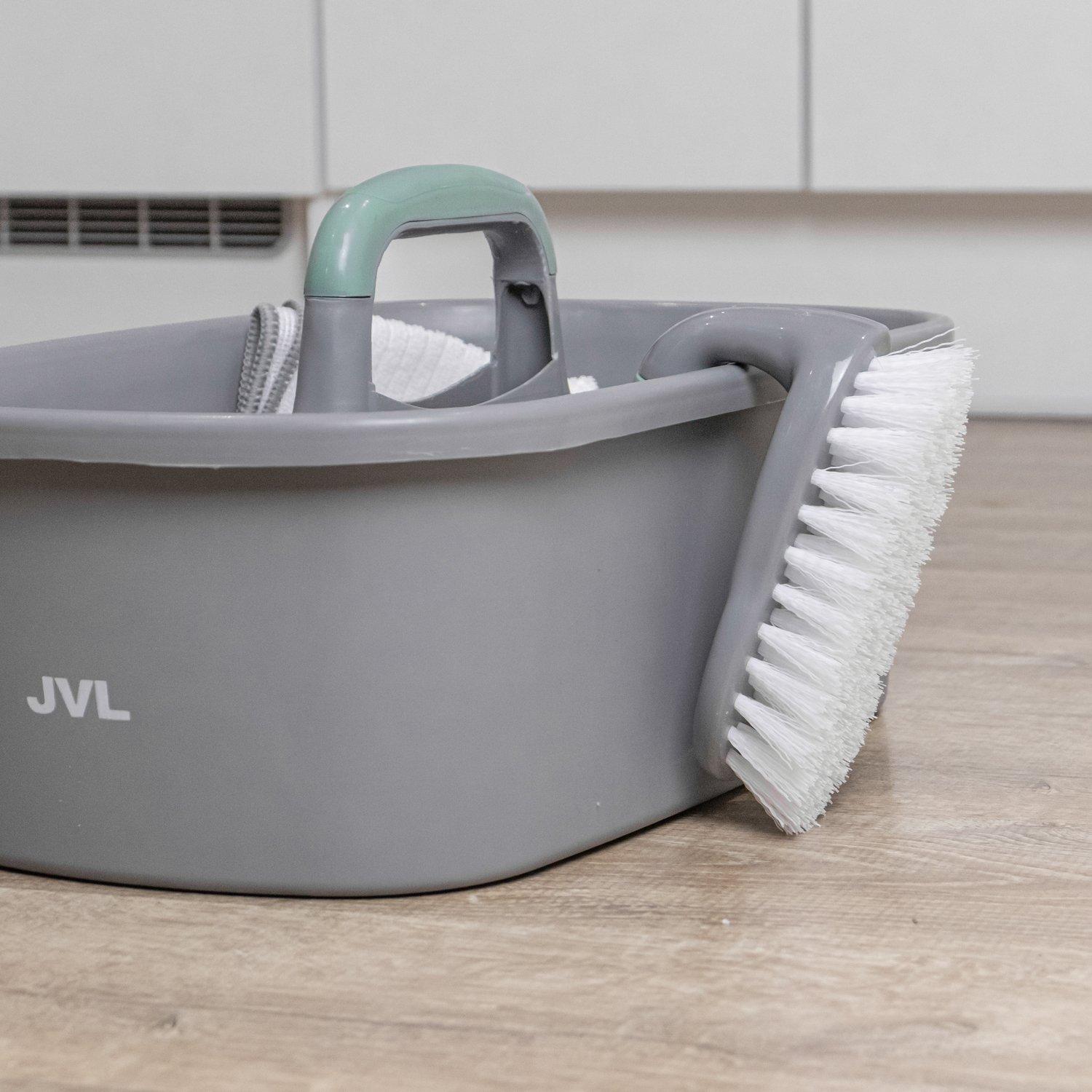 Grey - JVL - JVL Scrubbing Brush with Handle - Grey - 9