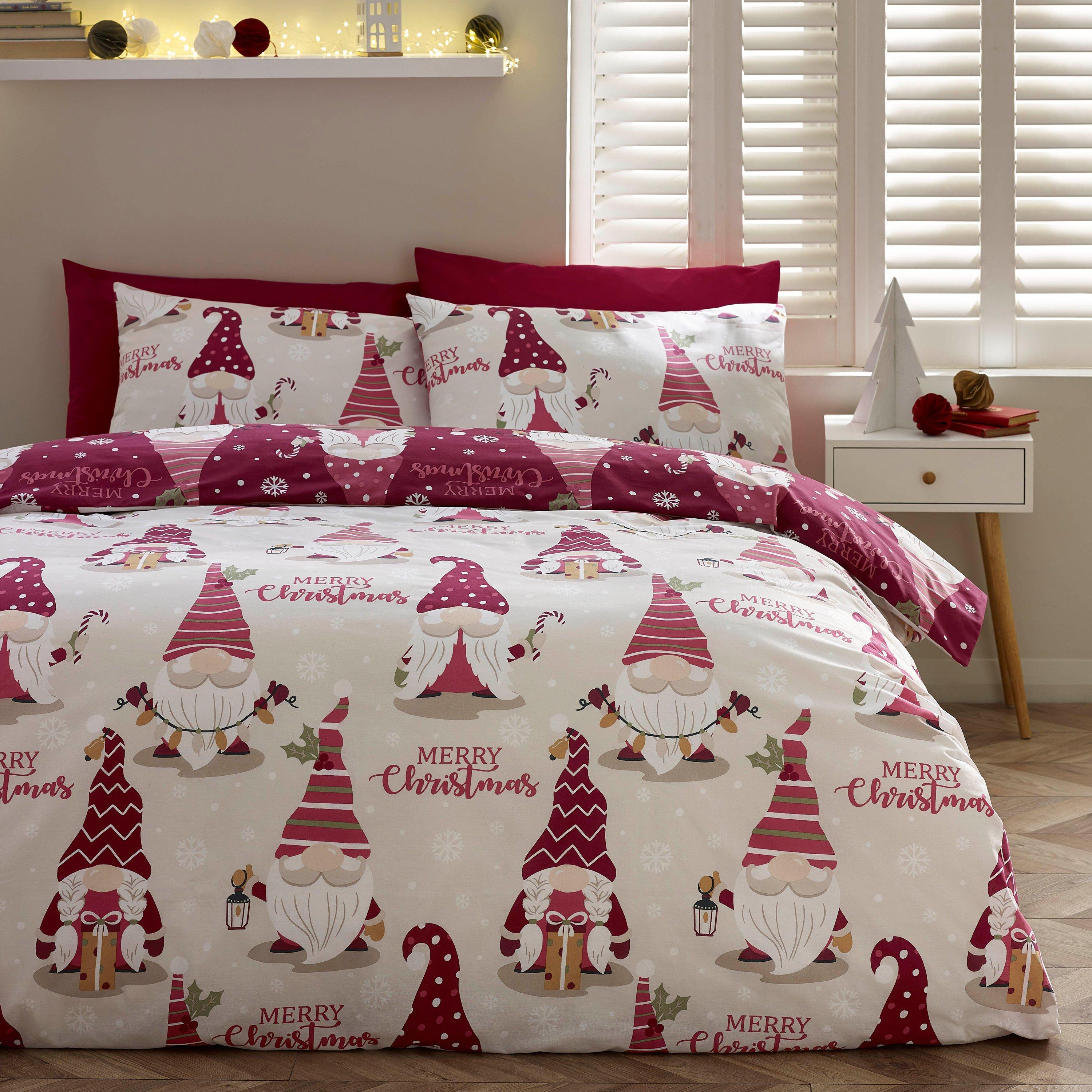 Plum - Catherine Lansfield - Christmas Gonks Reversible Duvet Cover Set - 1