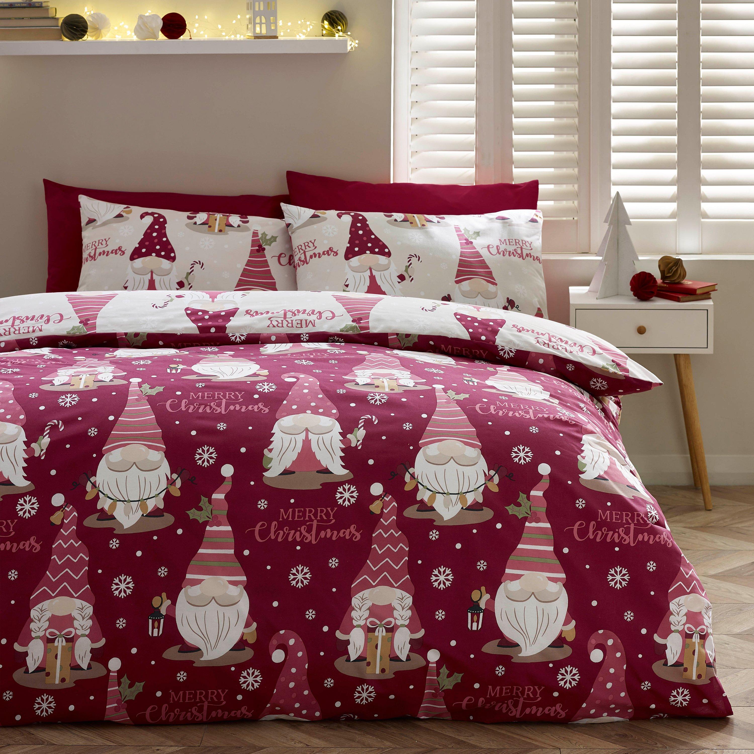 Plum - Catherine Lansfield - Christmas Gonks Reversible Duvet Cover Set - 2