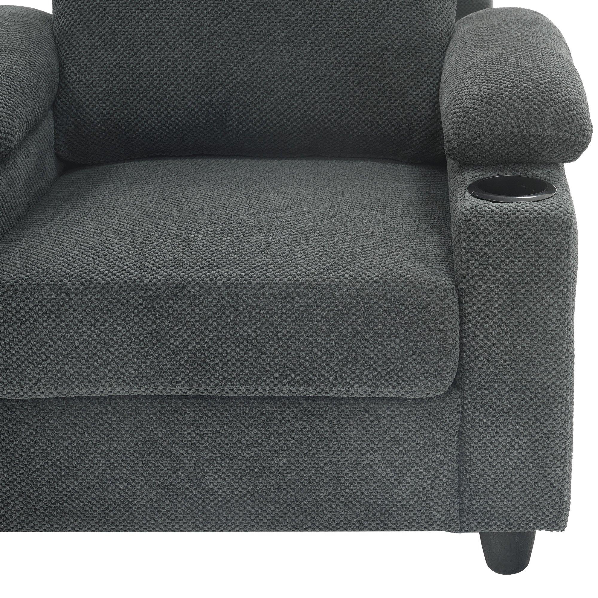 Dark Grey - Urban Meuble - Reclining Accent Chair & Storage Ottoman - 16