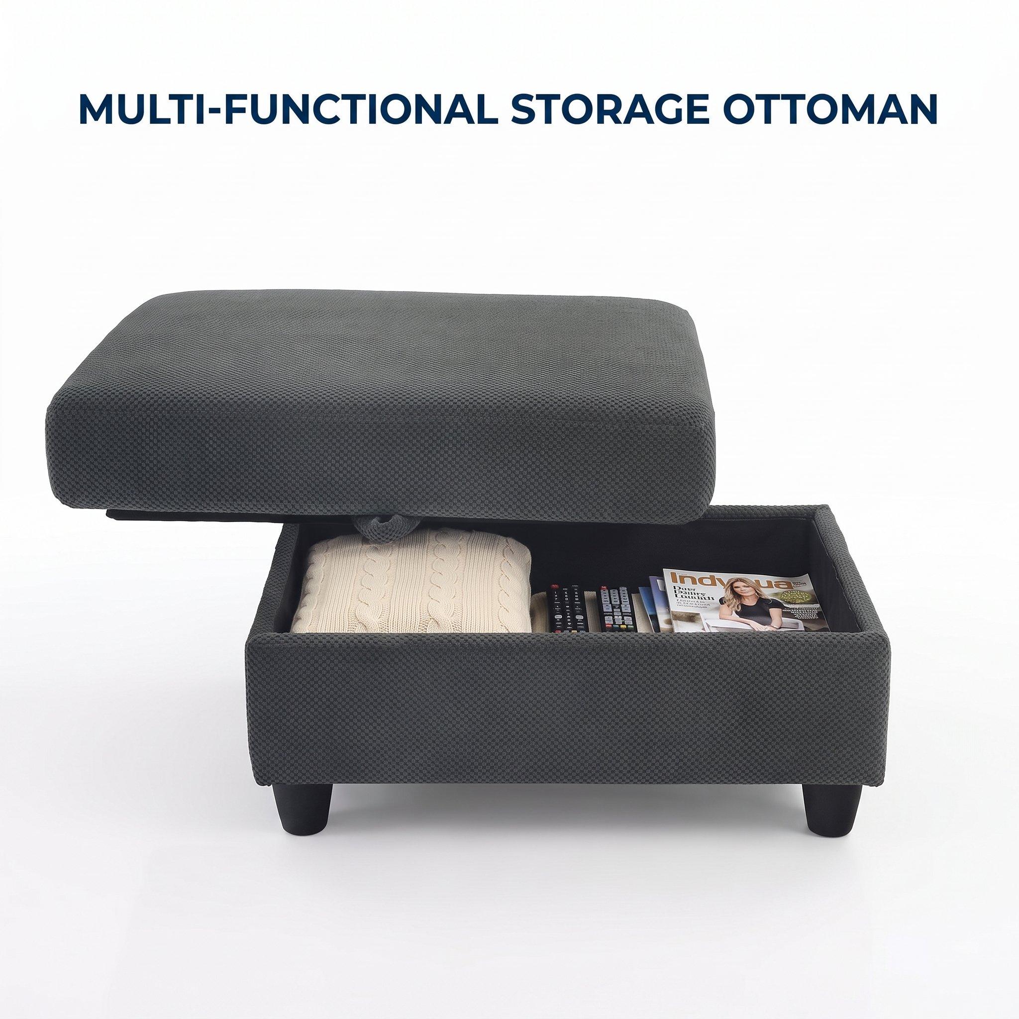 Dark Grey - Urban Meuble - Reclining Accent Chair & Storage Ottoman - 10