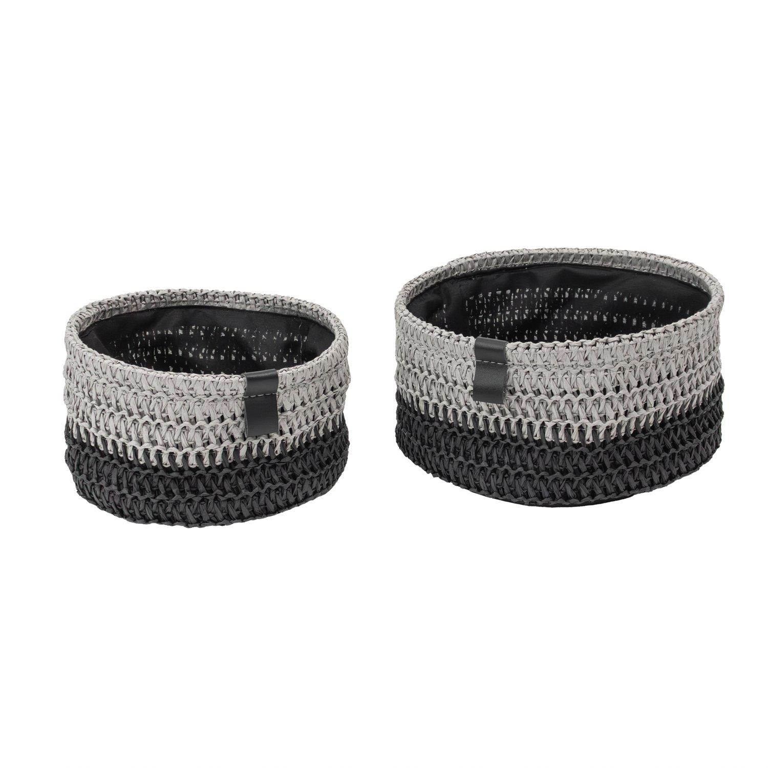 Grey - JVL - Kenzi Set of 2 Round Storage Baskets - 3
