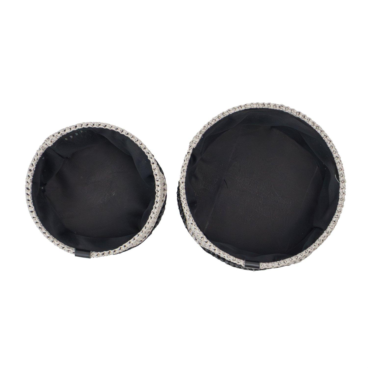 Grey - JVL - Kenzi Set of 2 Round Storage Baskets - 4