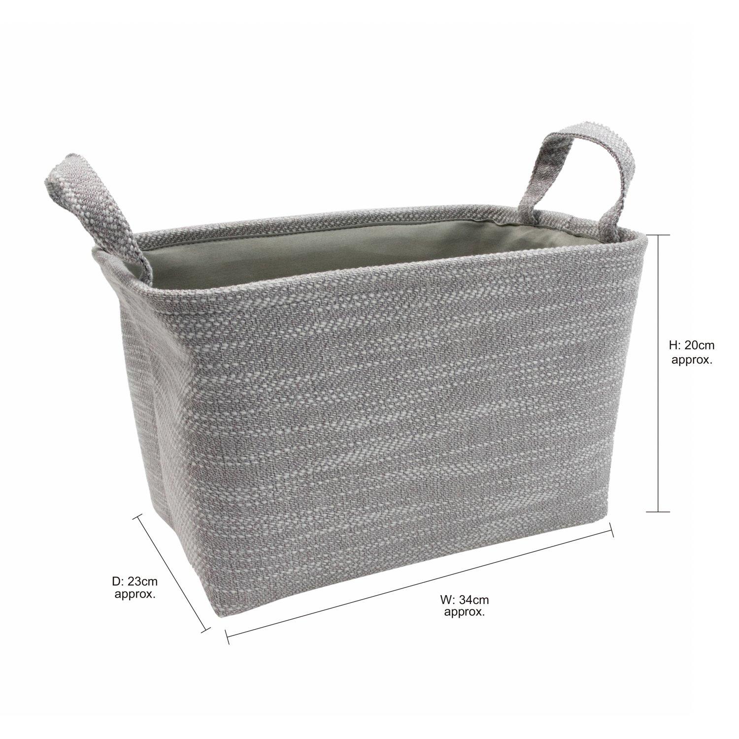 Grey - JVL - Serena Rectangular Storage Basket with Handles - 8