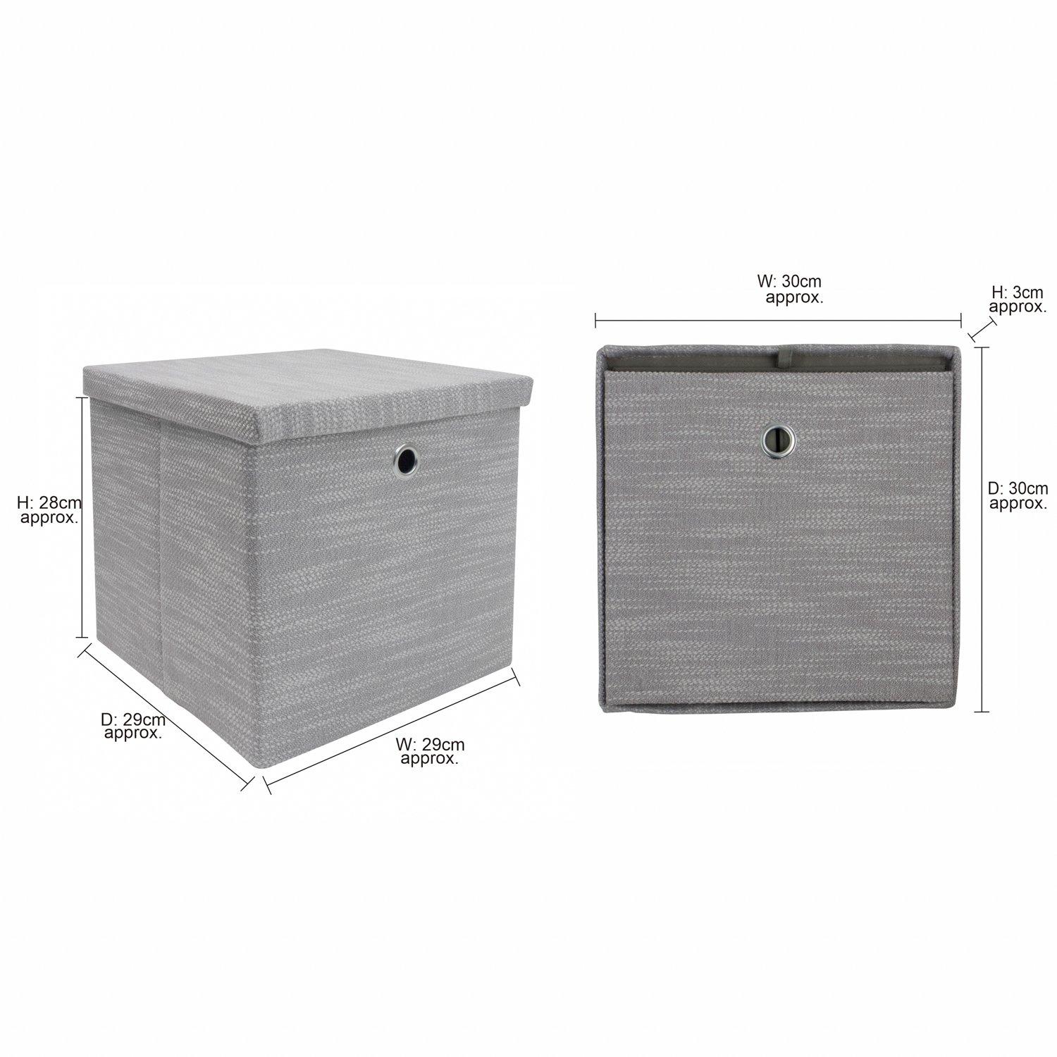 Grey - JVL - Serena Foldable Cube Organiser Box with Lid - 11