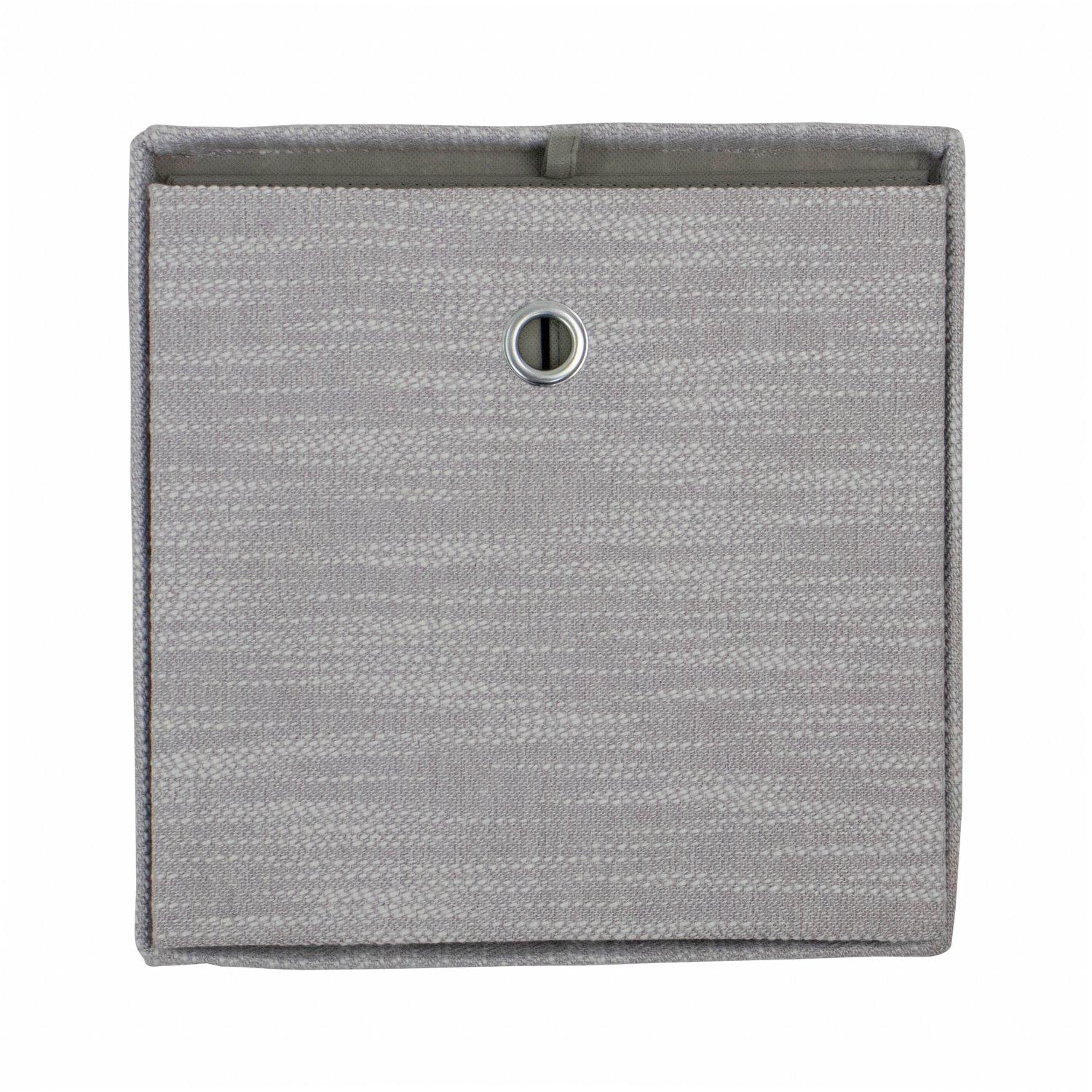 Grey - JVL - Serena Foldable Cube Organiser Box with Lid - 4
