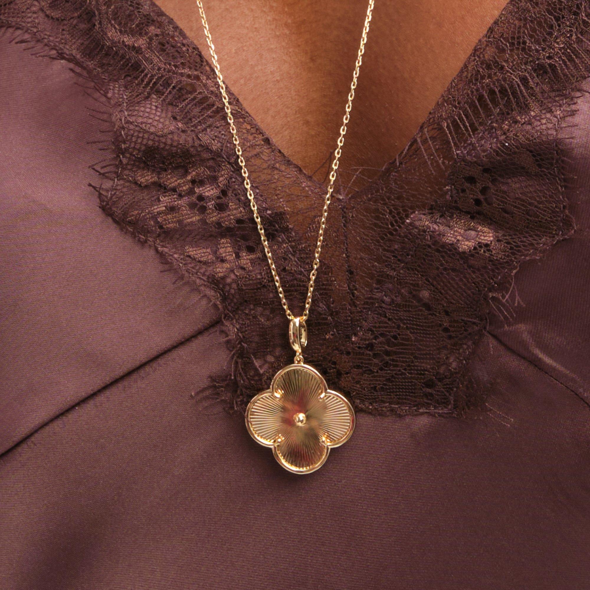 Silver - Jon Richard - Gold Plated Long Clover Necklace Pendant - 2