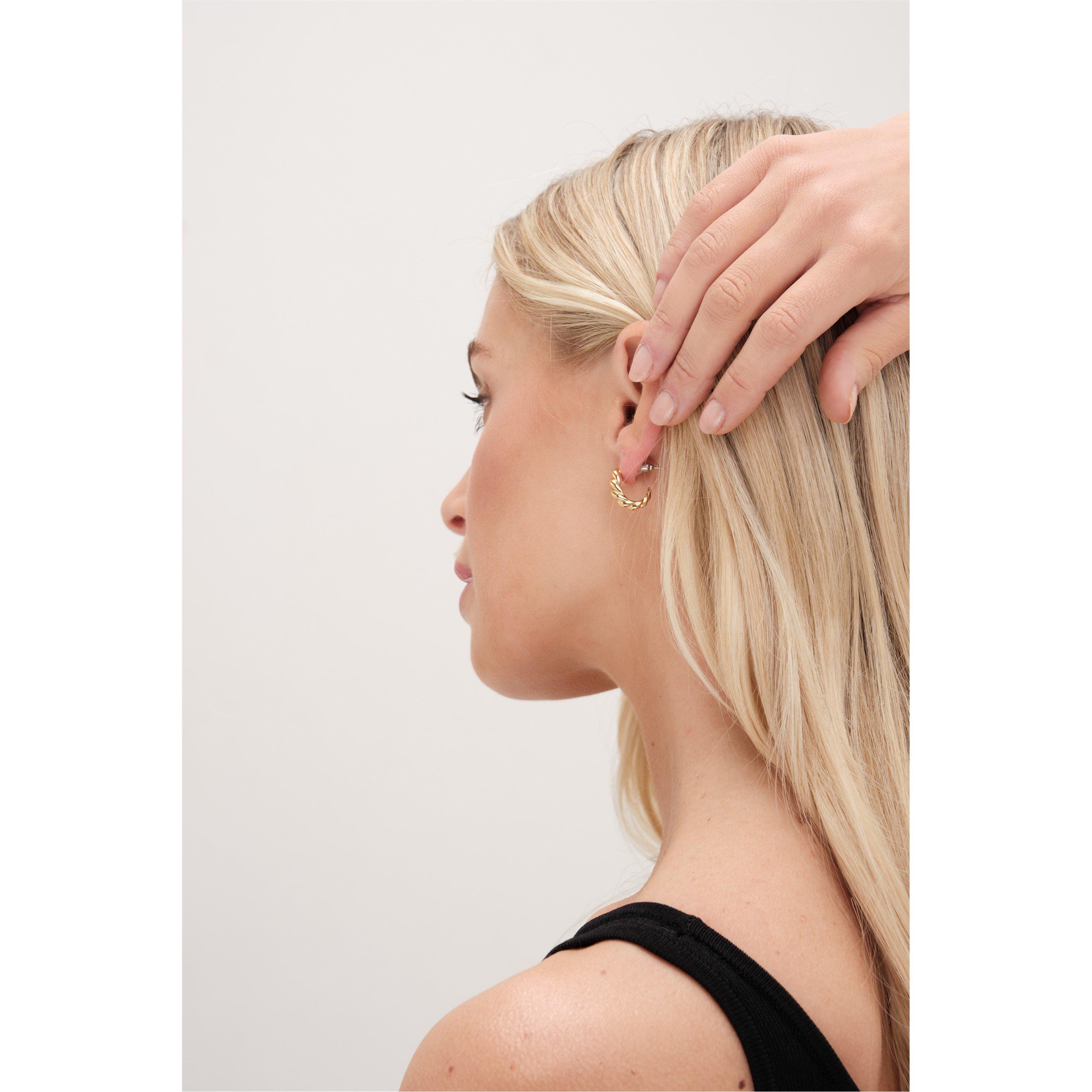 Gold - Jon Richard - Gold Plated Mini Ridge Hoops - 2