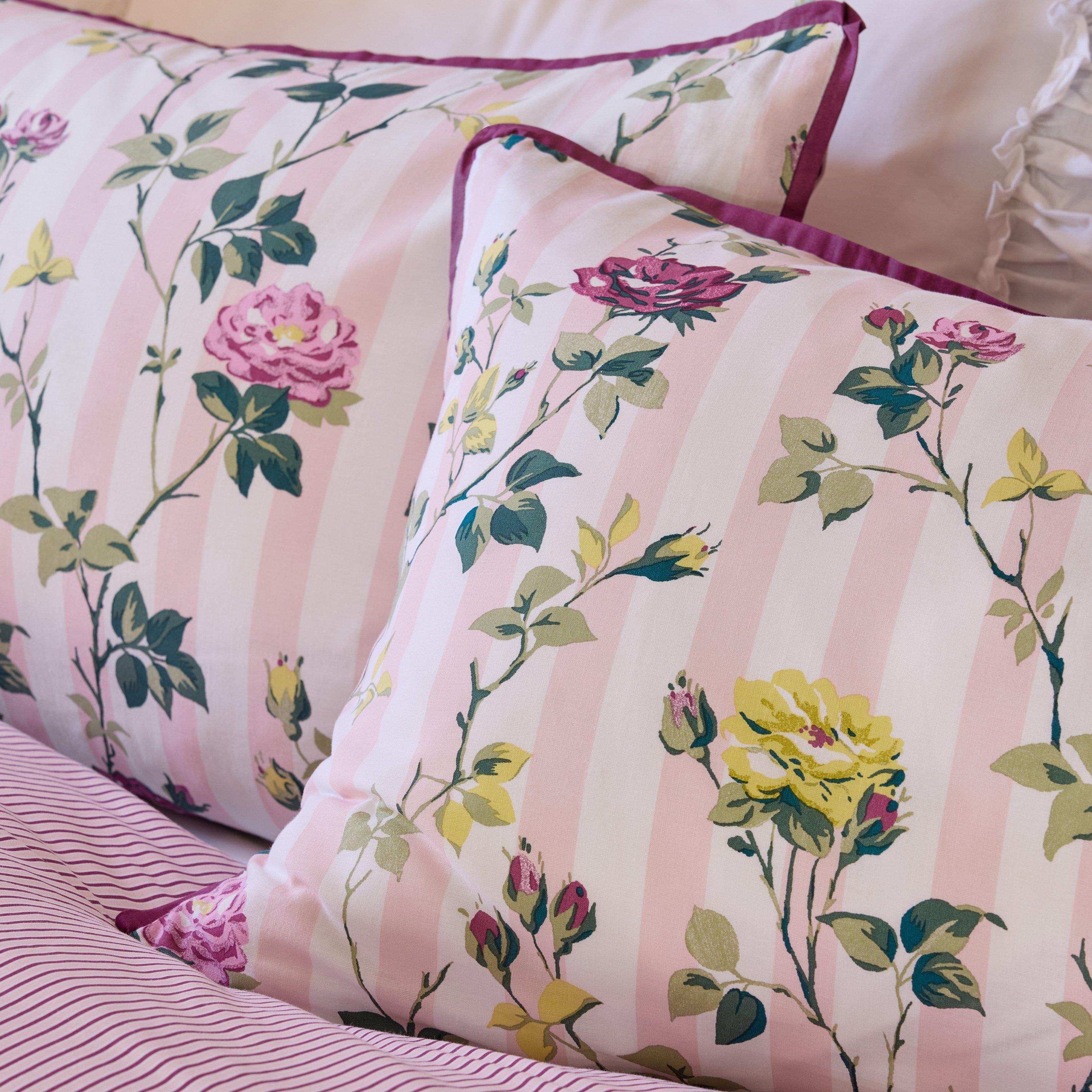 Pink - Cath Kidston - Climbing Rose Stripe Cotton Duvet Cover Set - 4