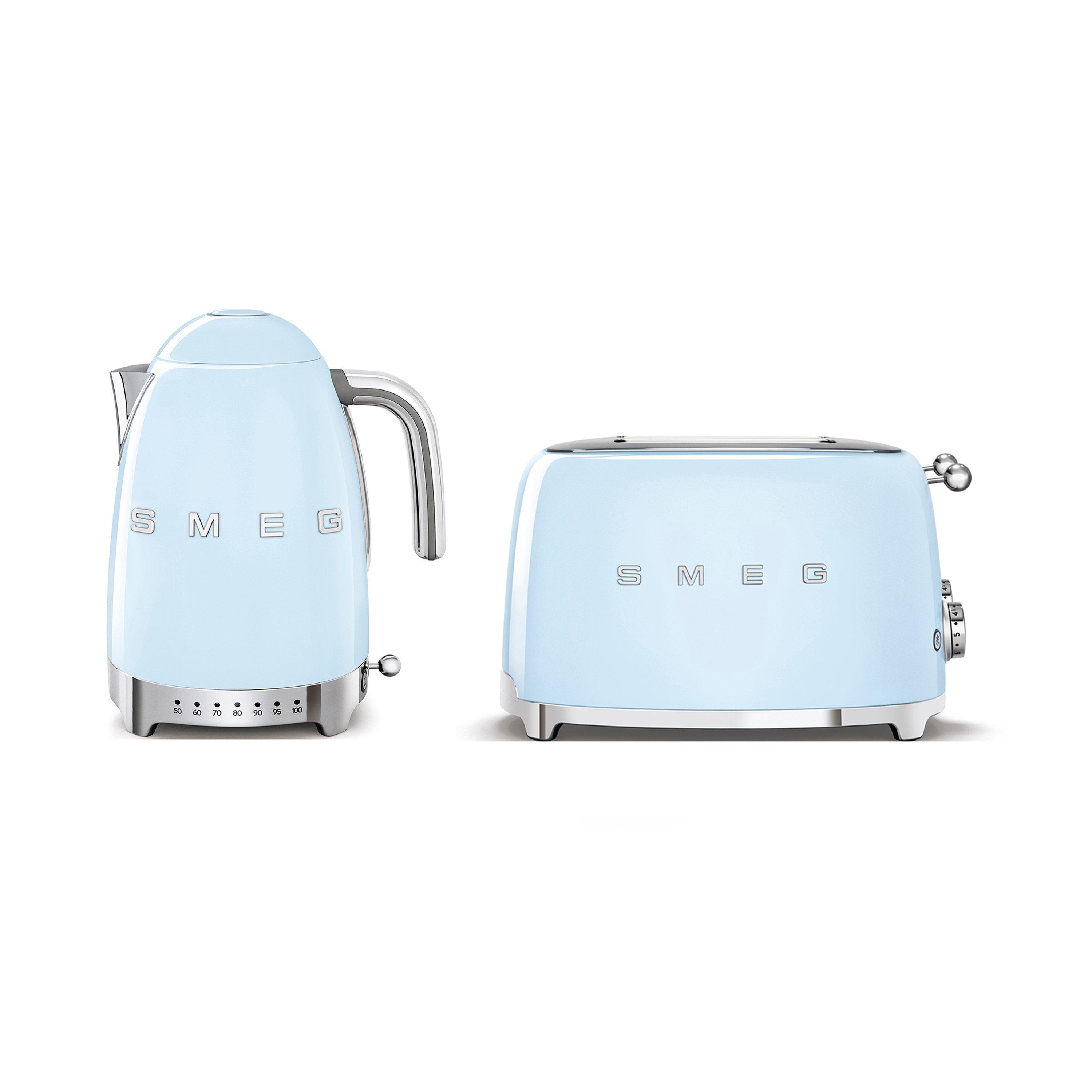 Smeg  50S Retro 1.7L Kettle + 4-Slice Toaster Blue - Medium