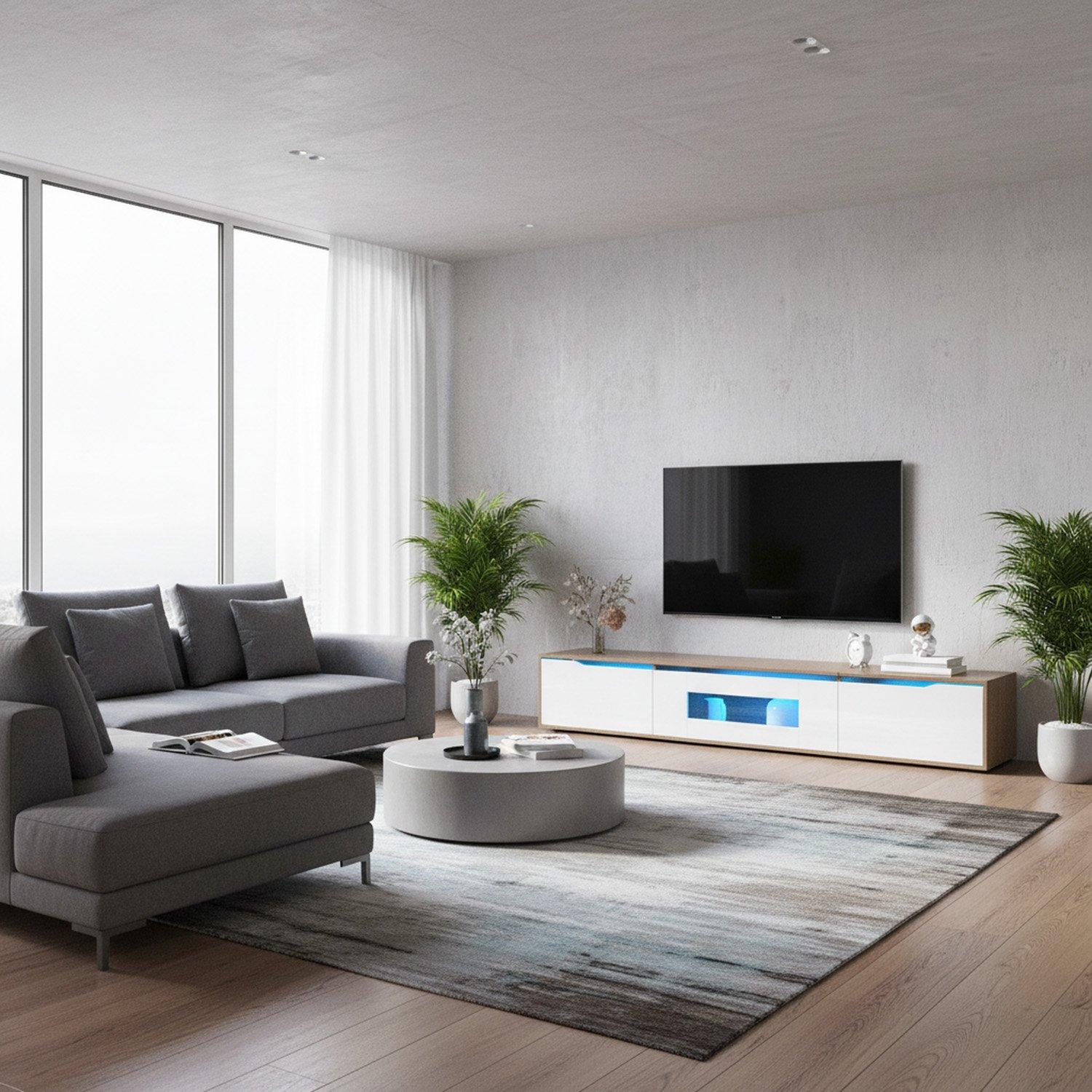 White - Urban Meuble - Modern TV Stand White Design with Ample Storage - 2