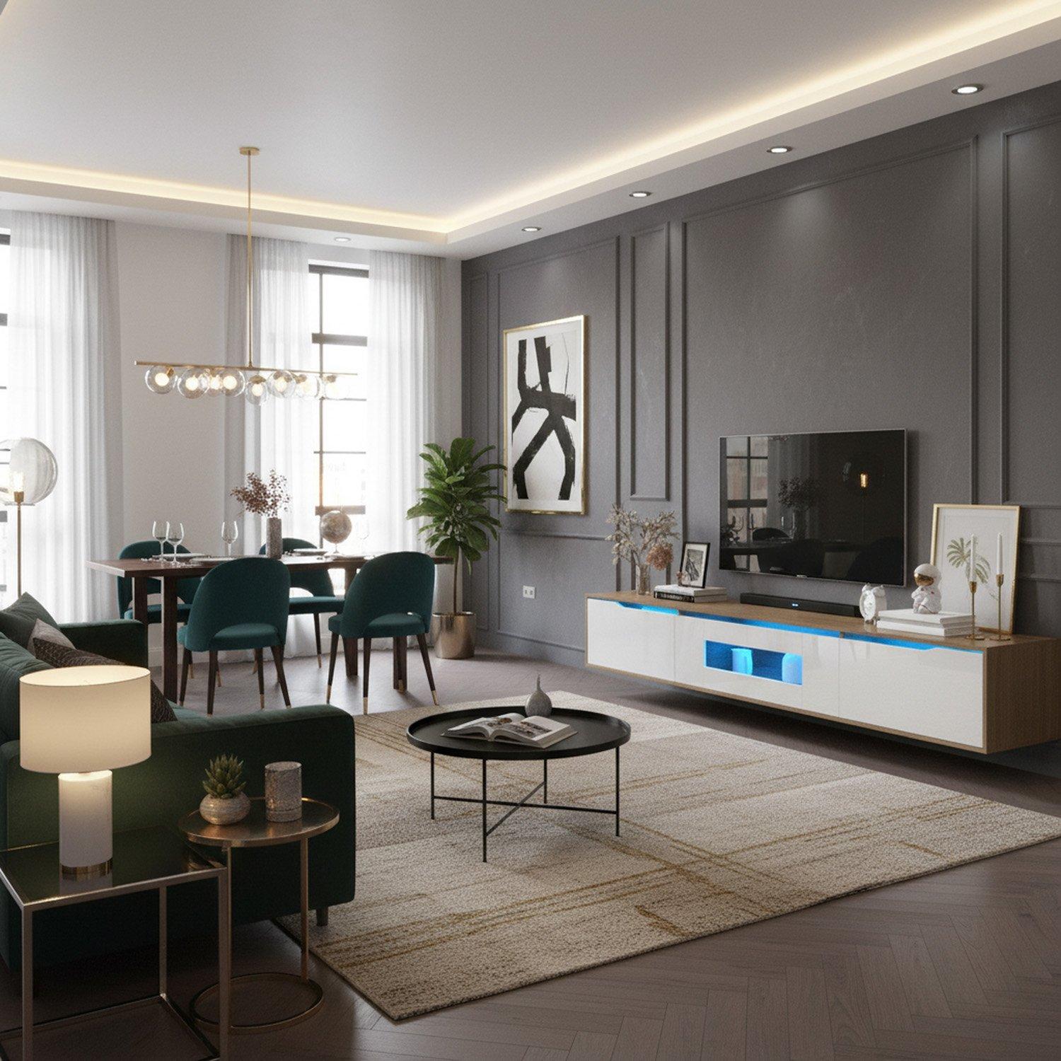 White - Urban Meuble - Modern TV Stand White Design with Ample Storage - 3