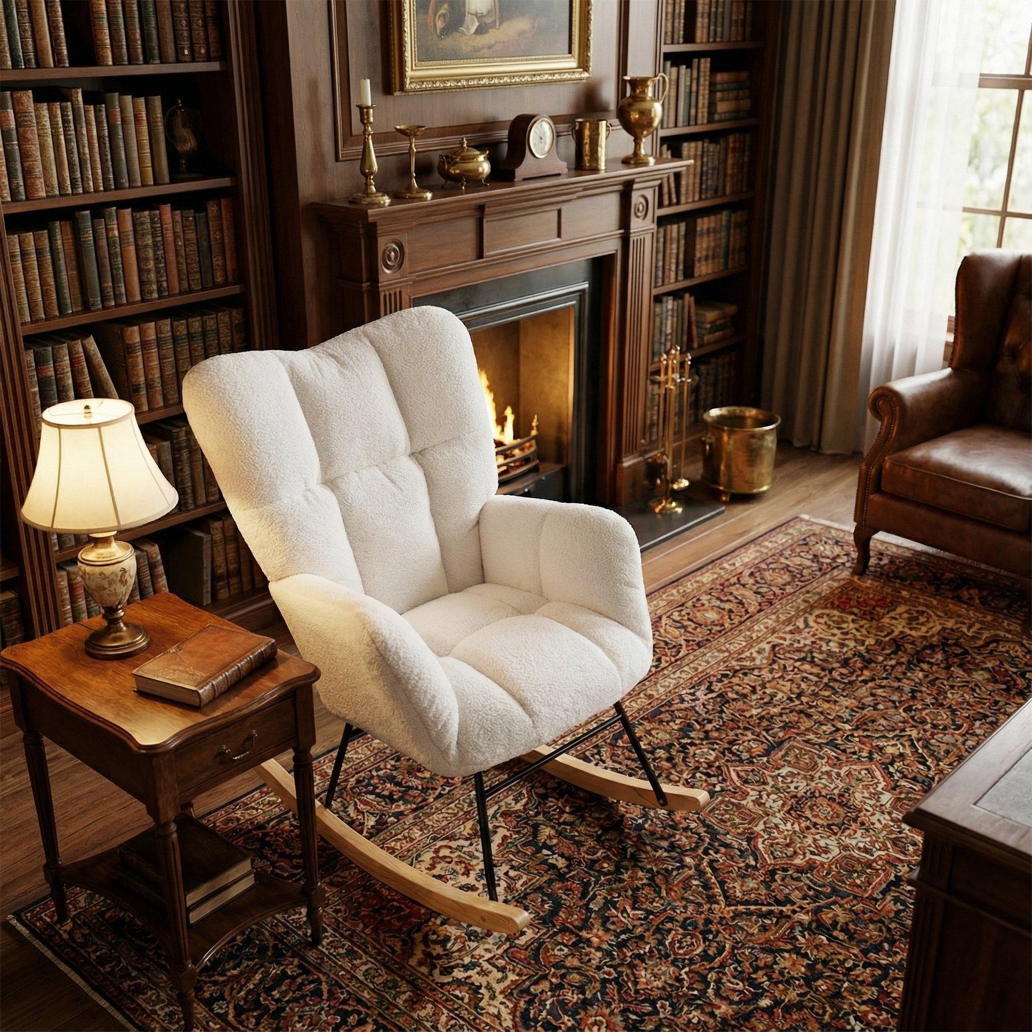 White - Urban Meuble - White Accent Chair Plush Fabric - 2